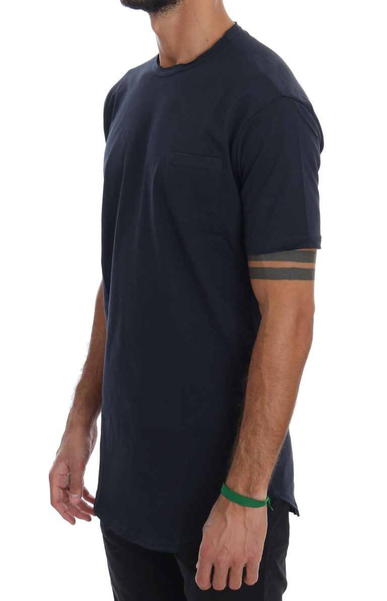 Chic Blue Cotton Crew-Neck Tee - ventzia