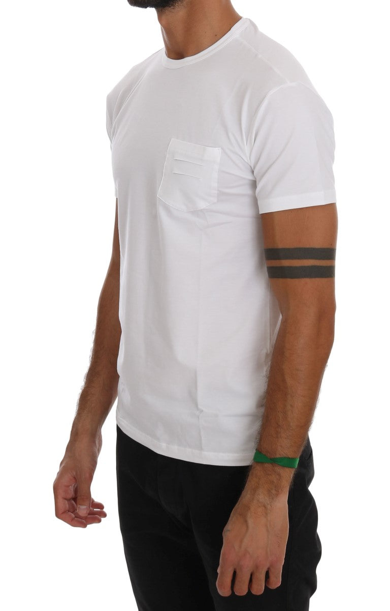 Elegant White Crew-Neck Cotton T-Shirt - ventzia