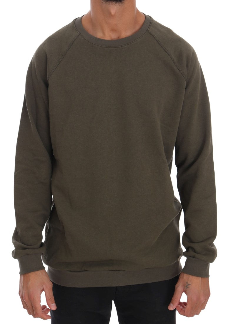 Stunning Green Crewneck Cotton Sweater - ventzia
