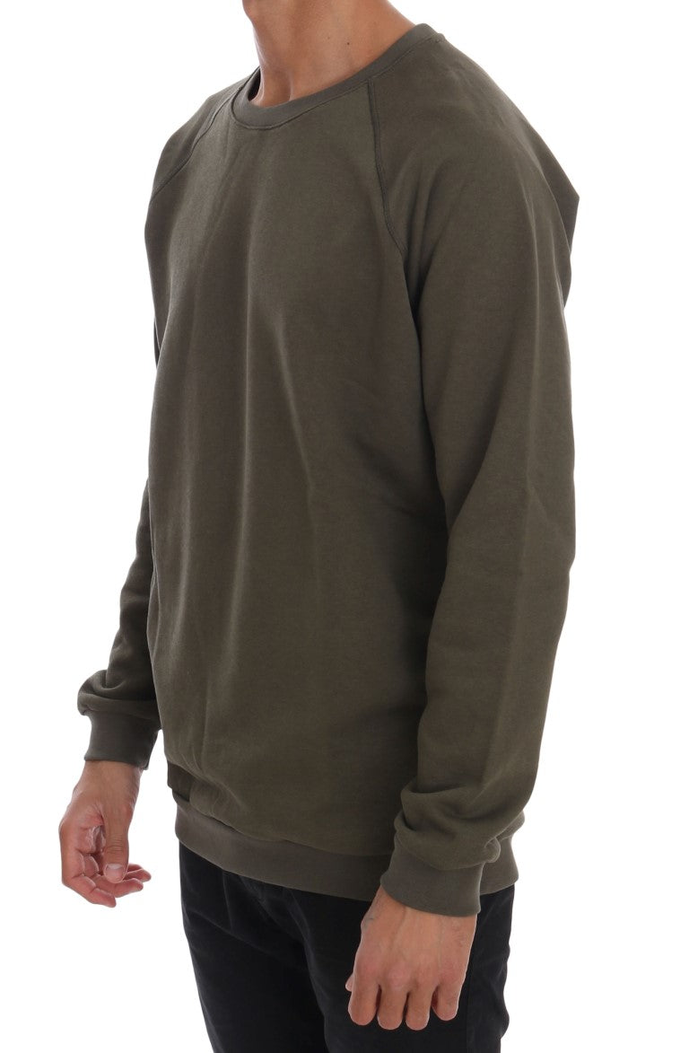 Stunning Green Crewneck Cotton Sweater - ventzia