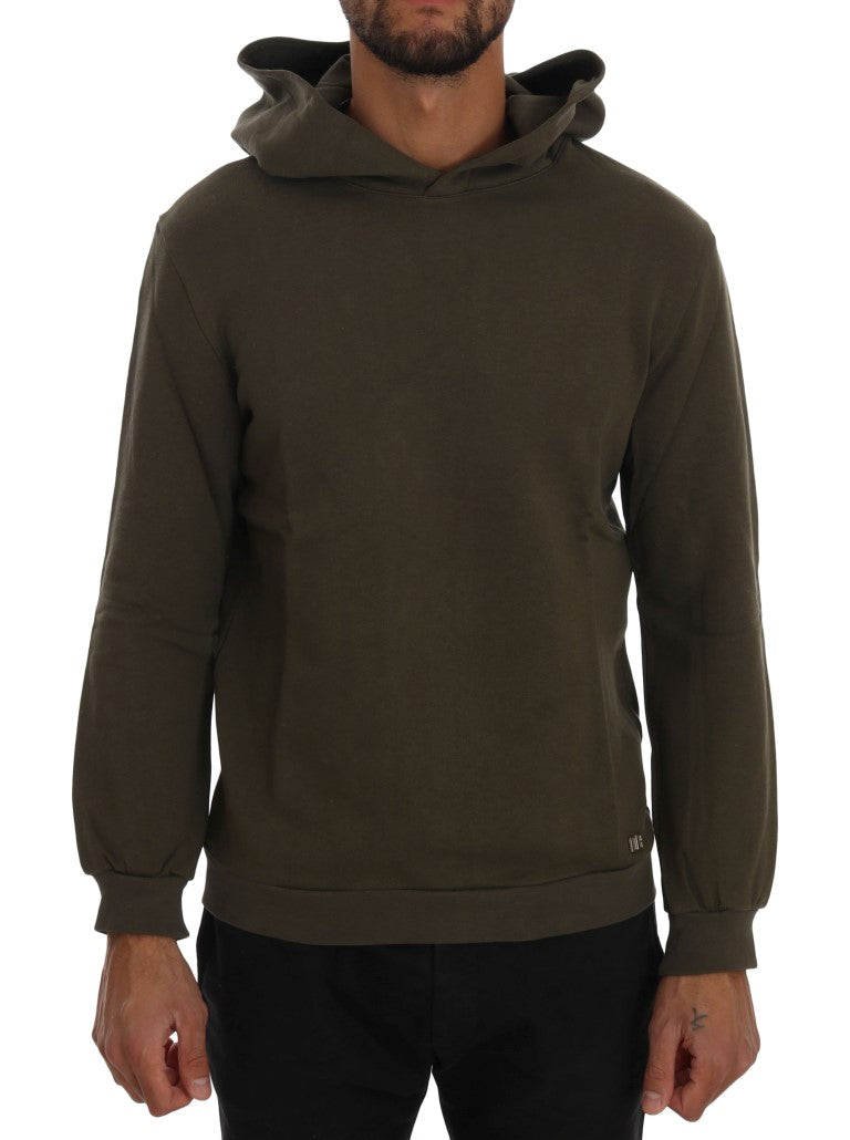 Elegant Green Cotton Hooded Sweater - ventzia
