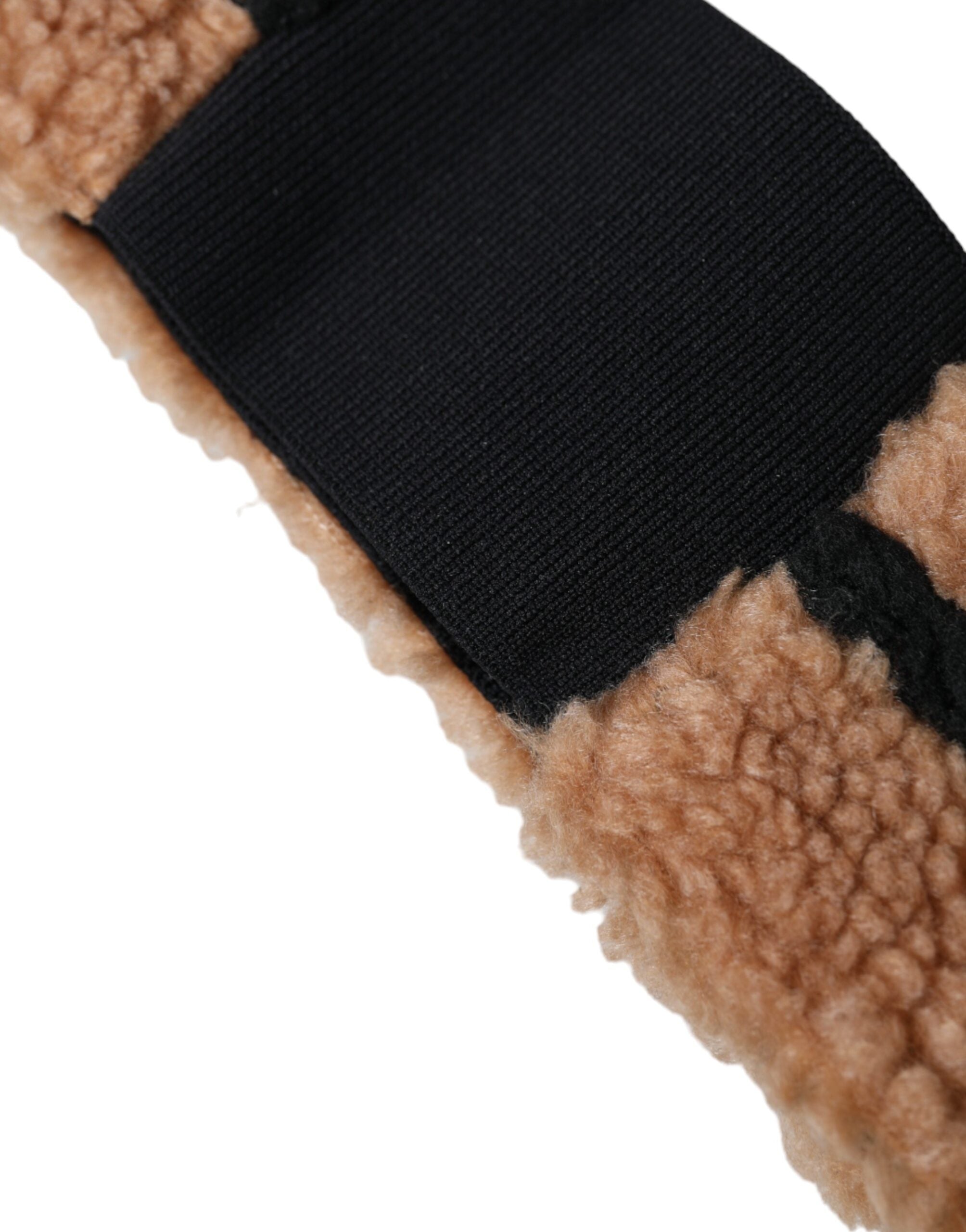 Brown Black Fleece Wool Head Band Hat Men - ventzia