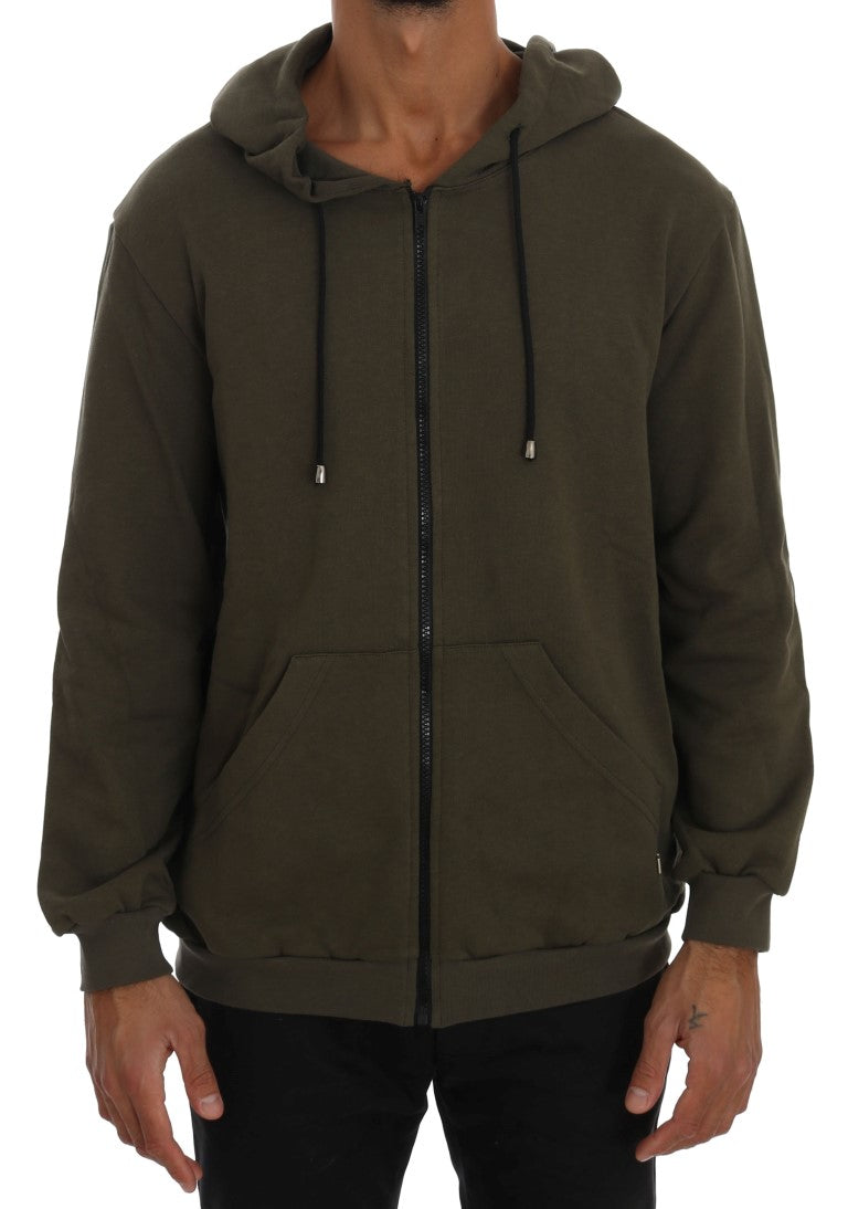 Elegant Green Full Zip Hooded Sweater - ventzia