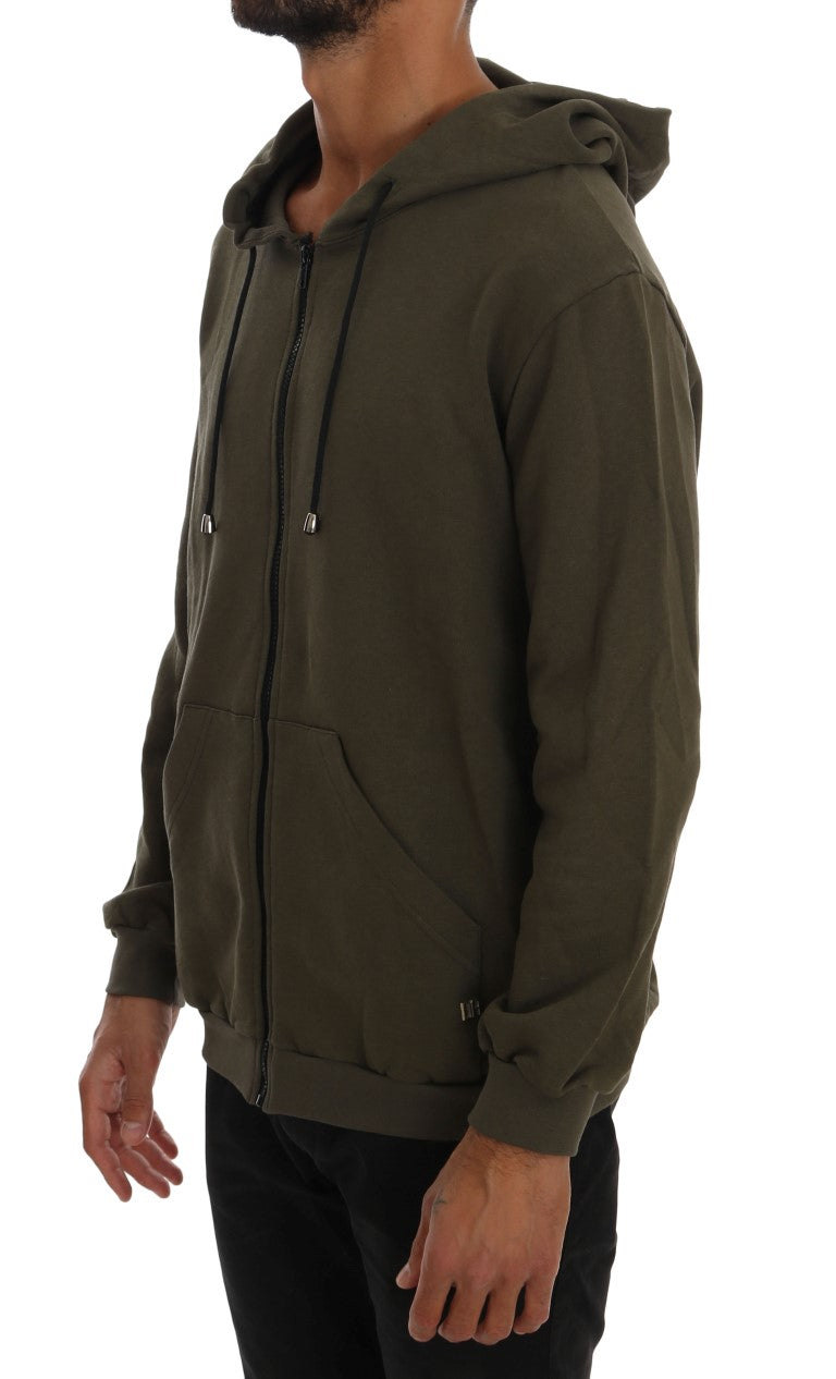 Elegant Green Full Zip Hooded Sweater - ventzia