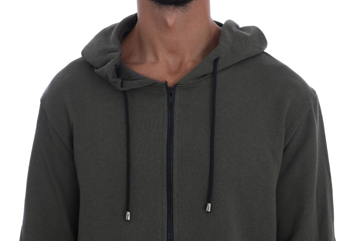 Elegant Green Full Zip Hooded Sweater - ventzia