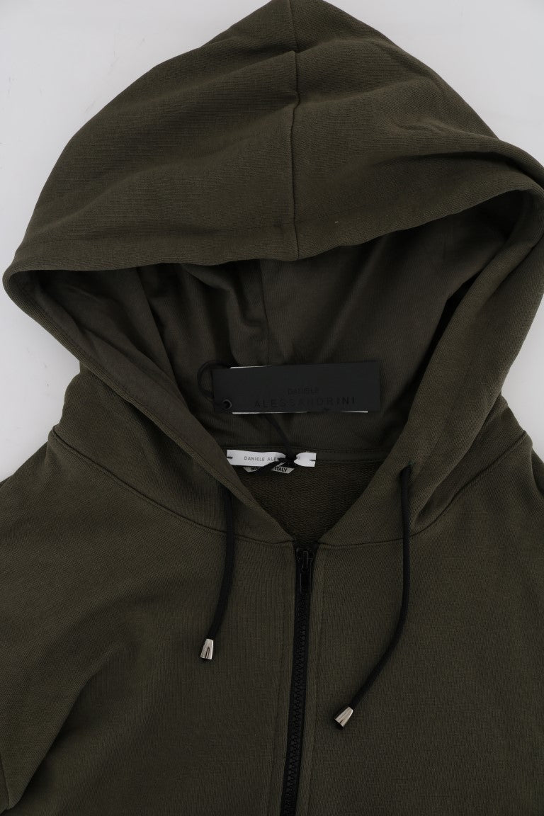Elegant Green Full Zip Hooded Sweater - ventzia