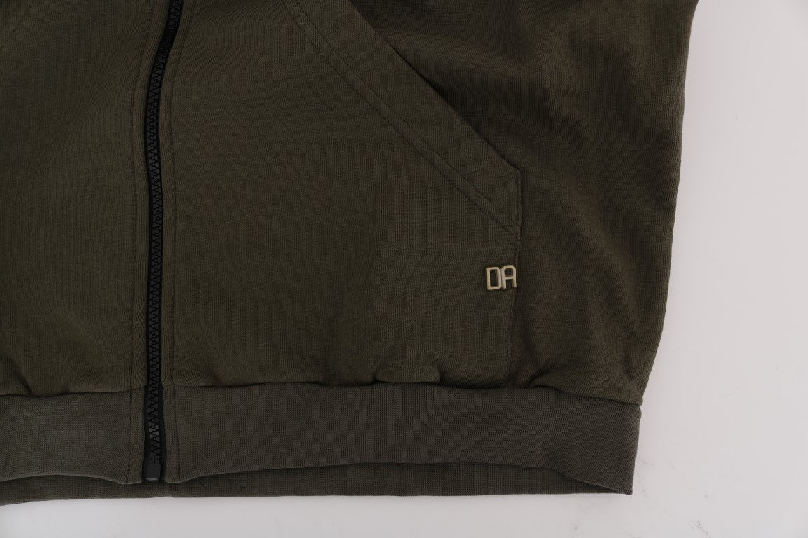 Elegant Green Full Zip Hooded Sweater - ventzia