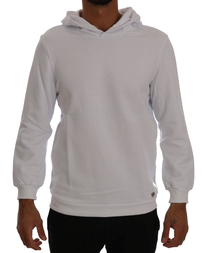 Elegant White Cotton Hooded Sweater - ventzia