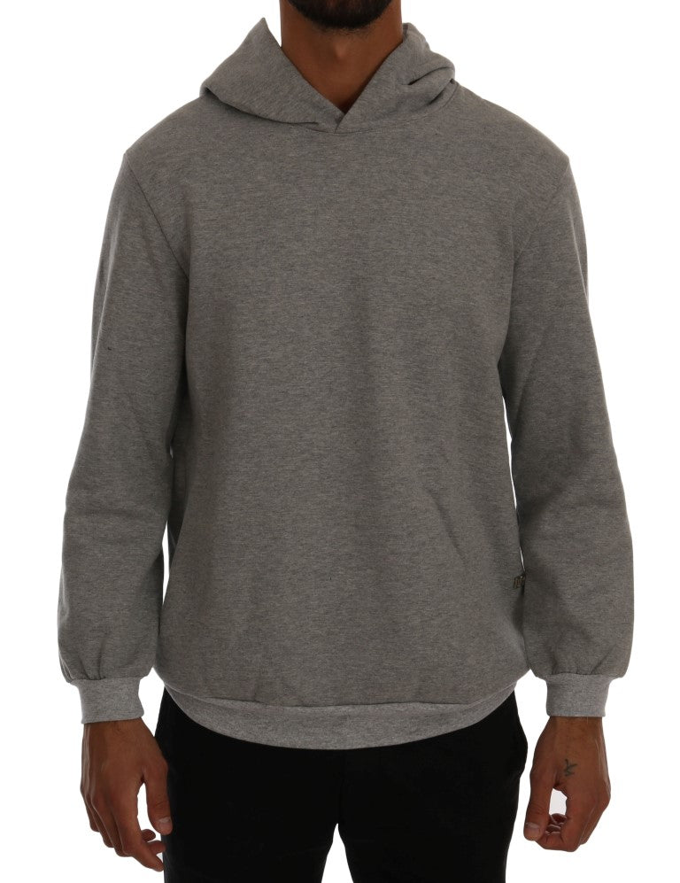 Sophisticated Gray Cotton Hooded Sweater - ventzia