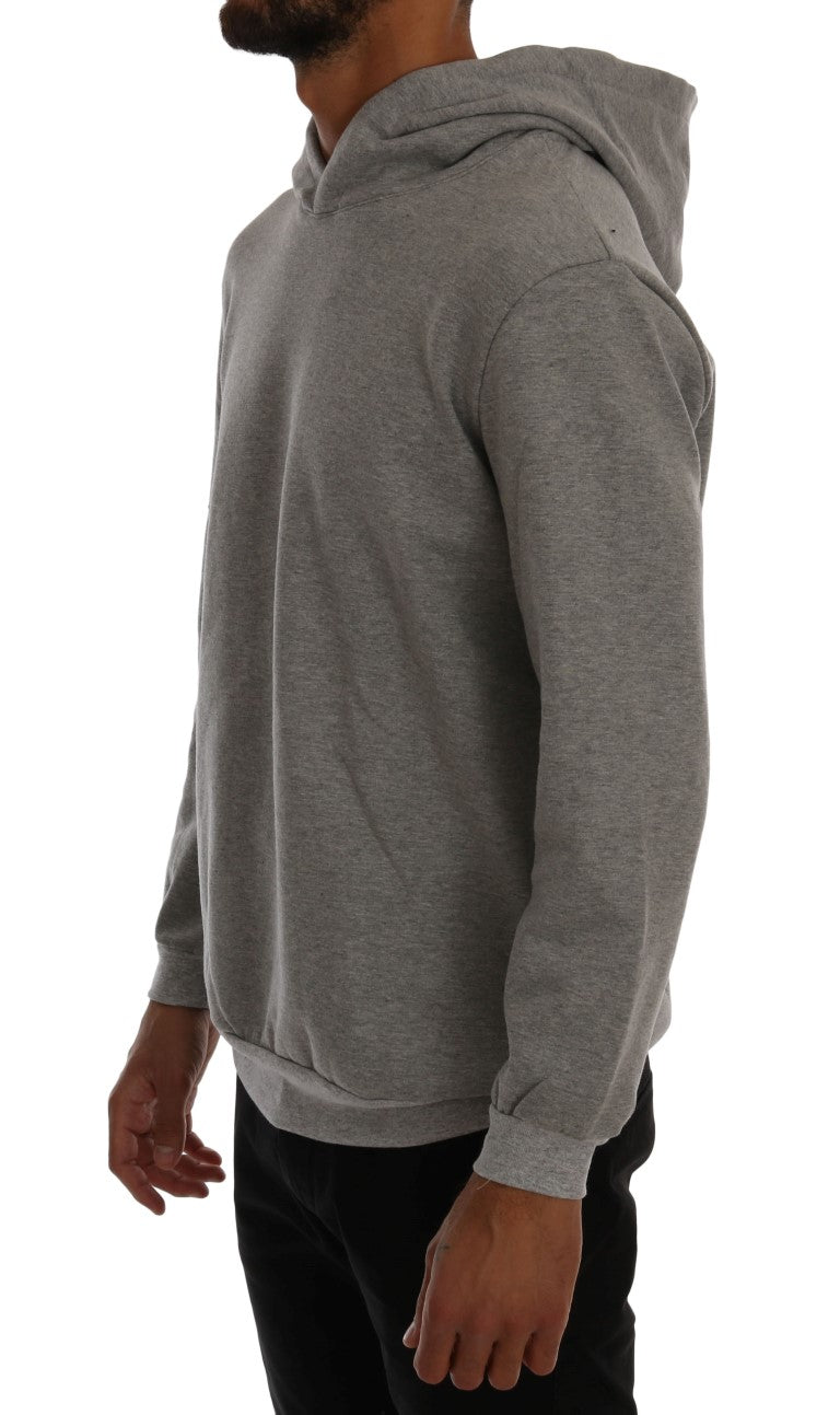 Sophisticated Gray Cotton Hooded Sweater - ventzia