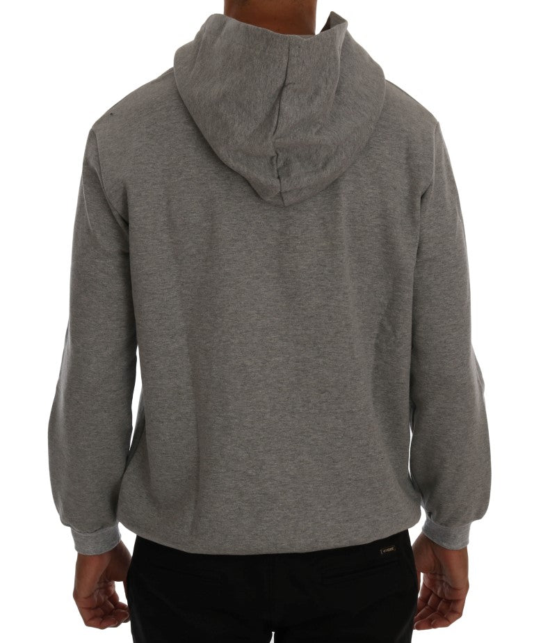 Sophisticated Gray Cotton Hooded Sweater - ventzia
