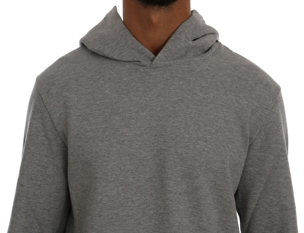 Sophisticated Gray Cotton Hooded Sweater - ventzia