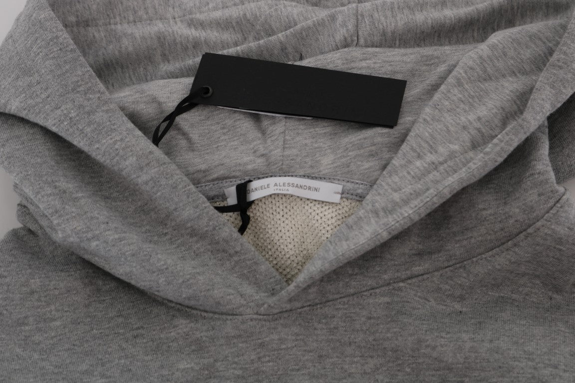 Sophisticated Gray Cotton Hooded Sweater - ventzia