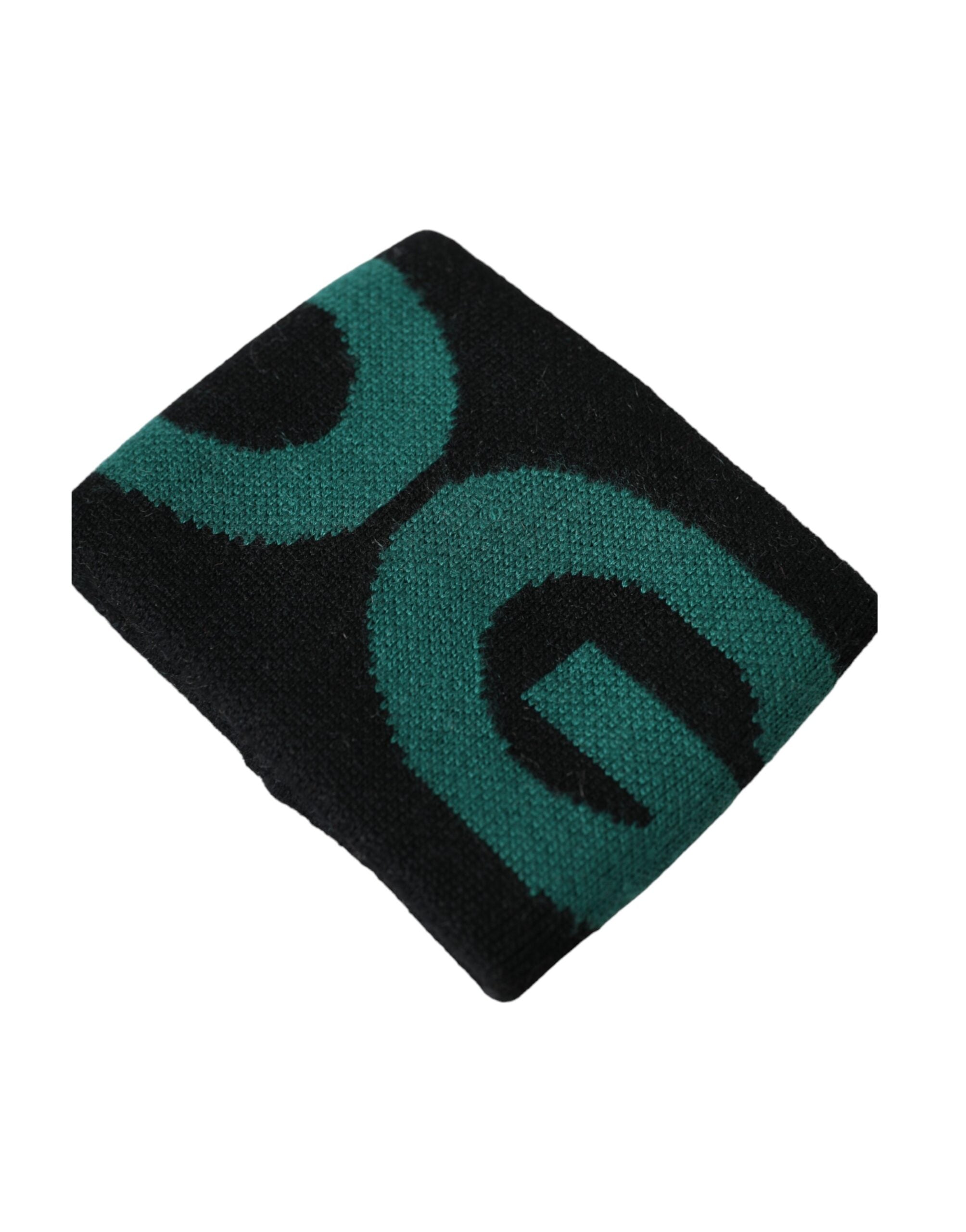 Black Green Wool Logo #DGMILLENNIALS Wristband - ventzia