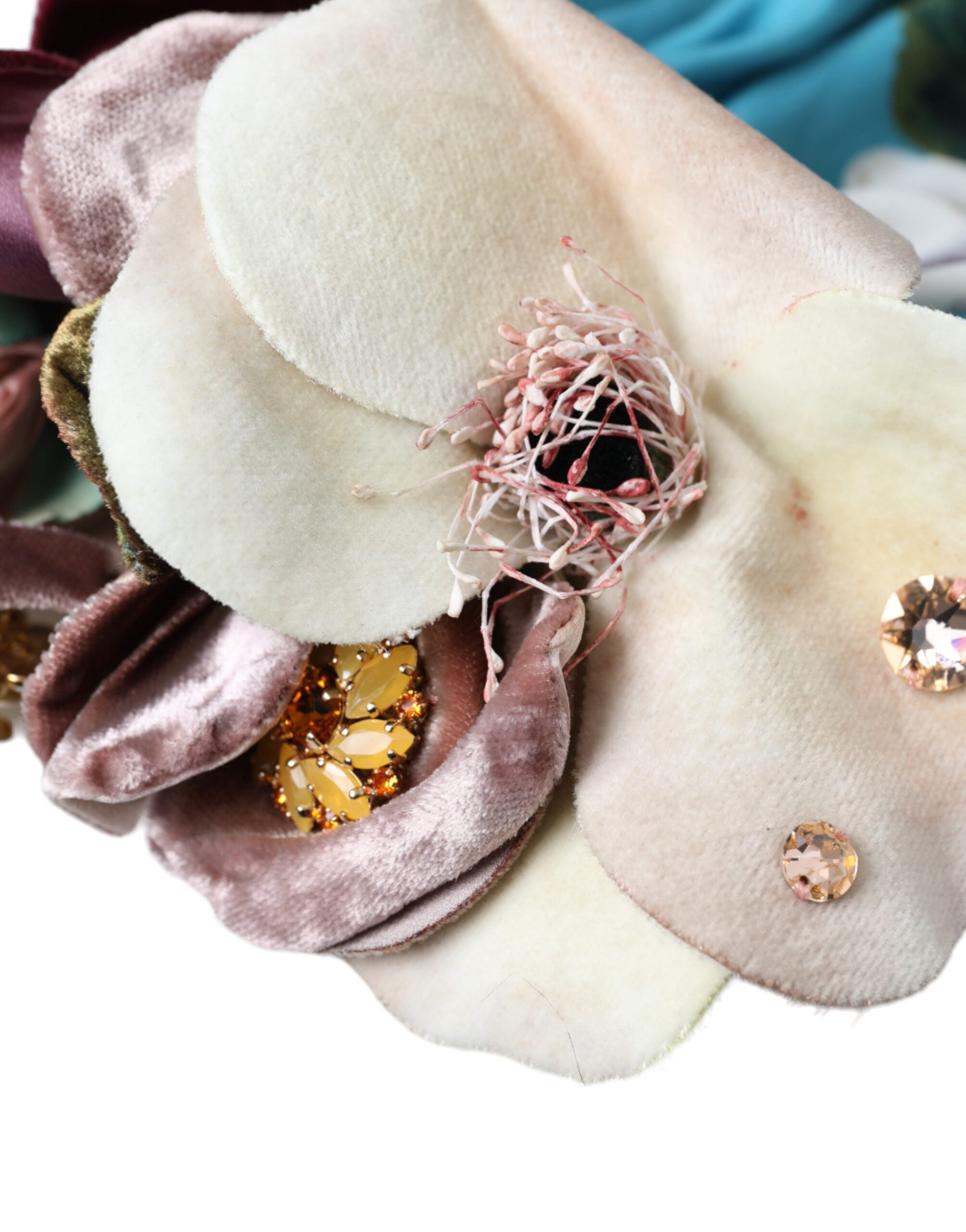 Blue Floral Motif Turban Head Hat Women - ventzia