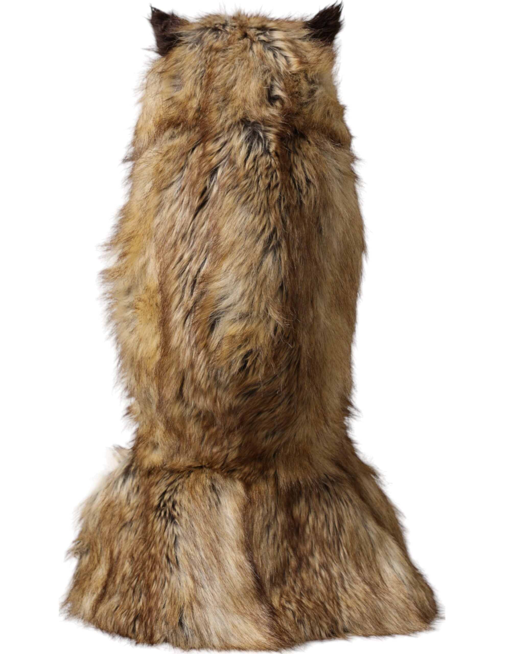 Brown Owl Faux Fur Whole Head Cap Hat - ventzia