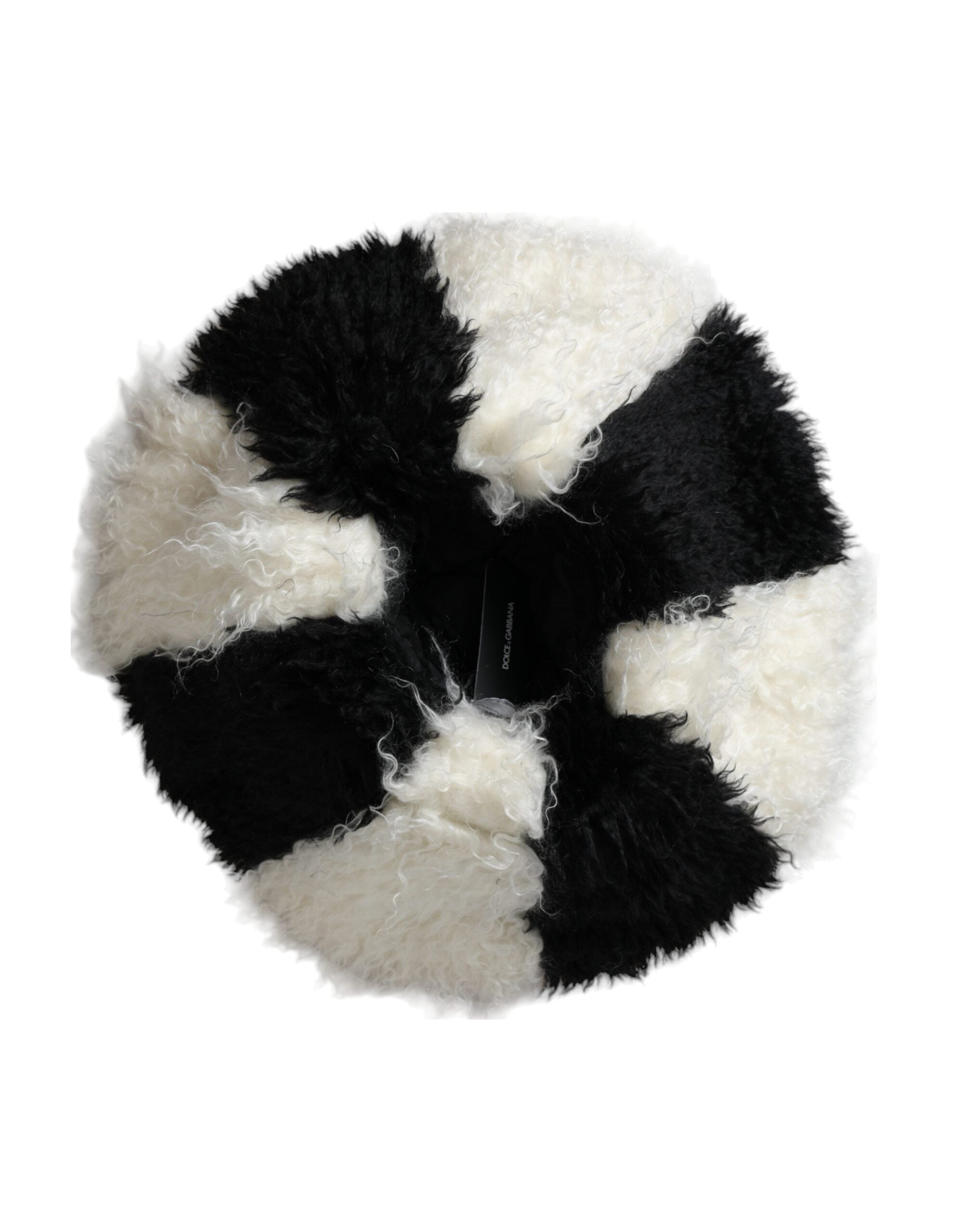 Black White Stripes Mohair Fur Bucket Hat - ventzia