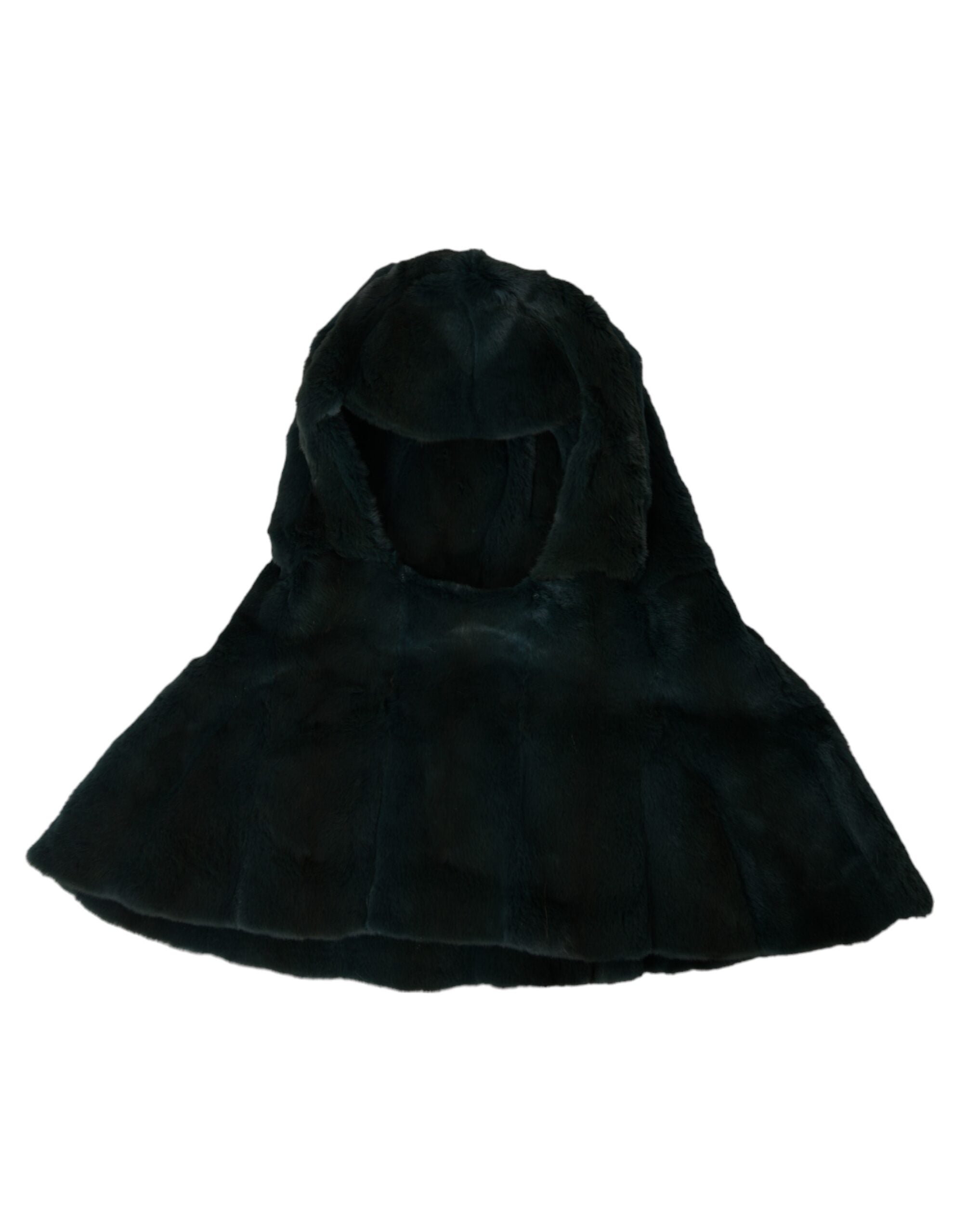 Black Weasel Fur Whole Head Wrap Hat - ventzia