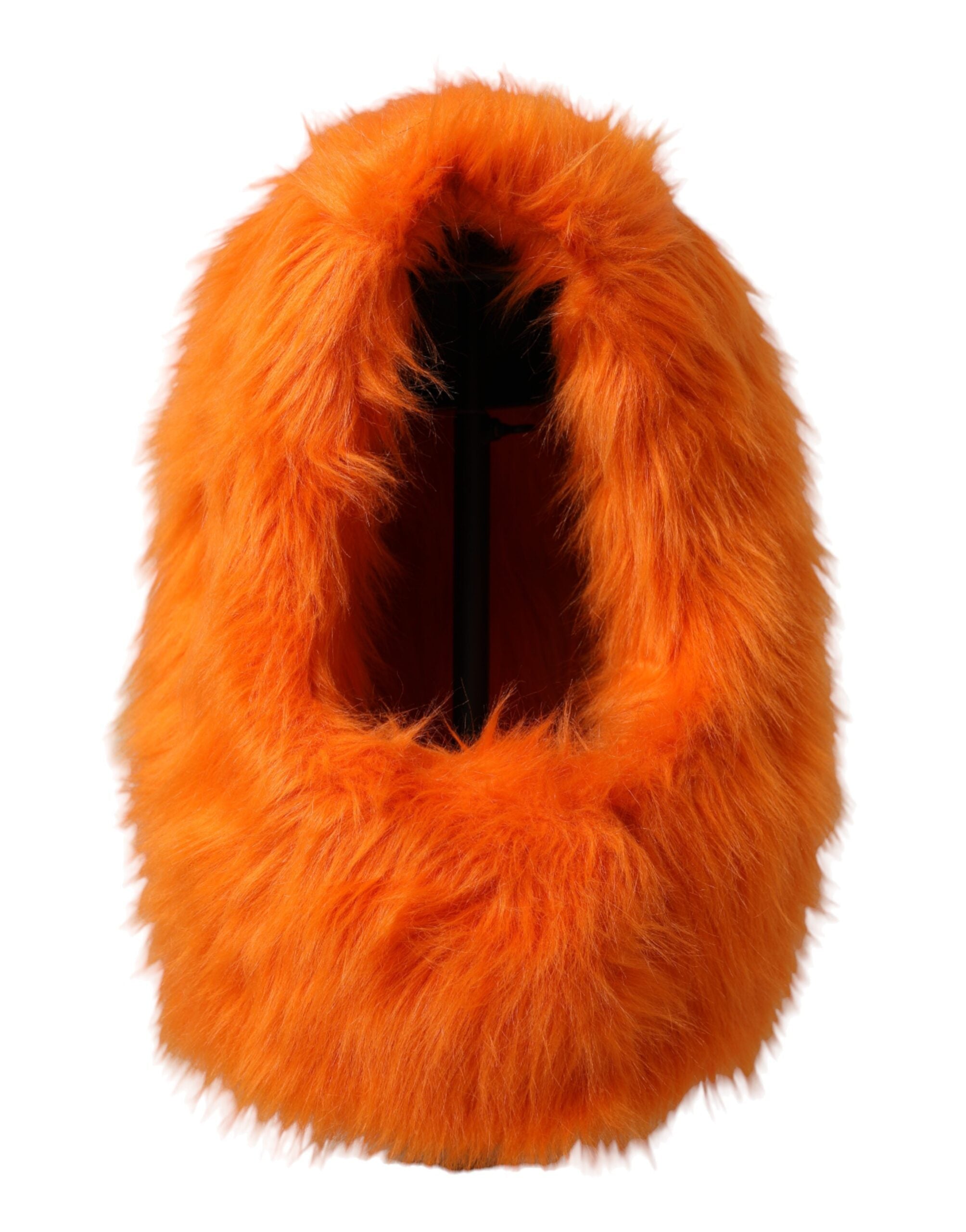 Orange Faux Fur Whole Head Wrap Hat - ventzia