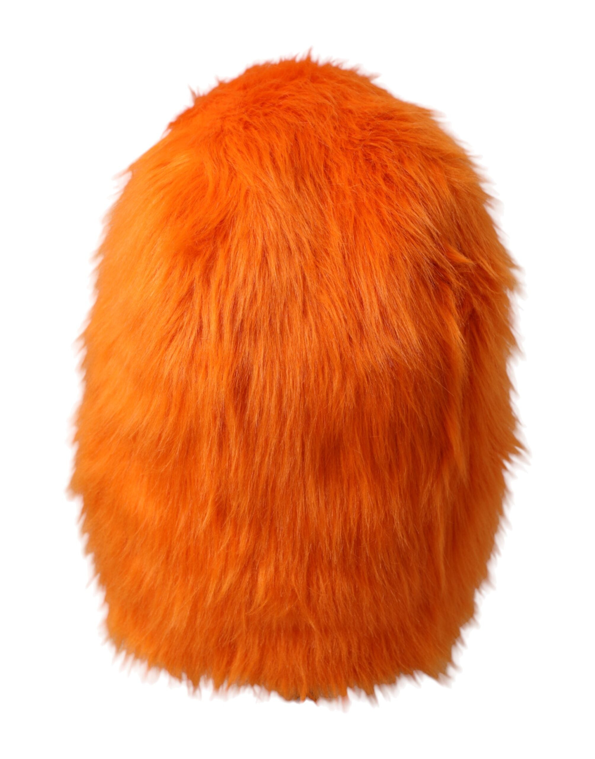 Orange Faux Fur Whole Head Wrap Hat - ventzia
