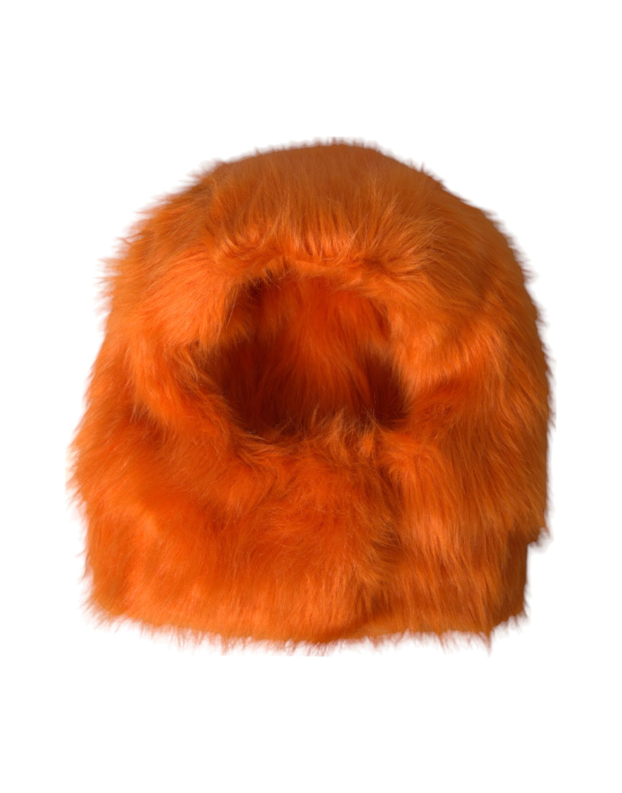 Orange Faux Fur Whole Head Wrap Hat - ventzia