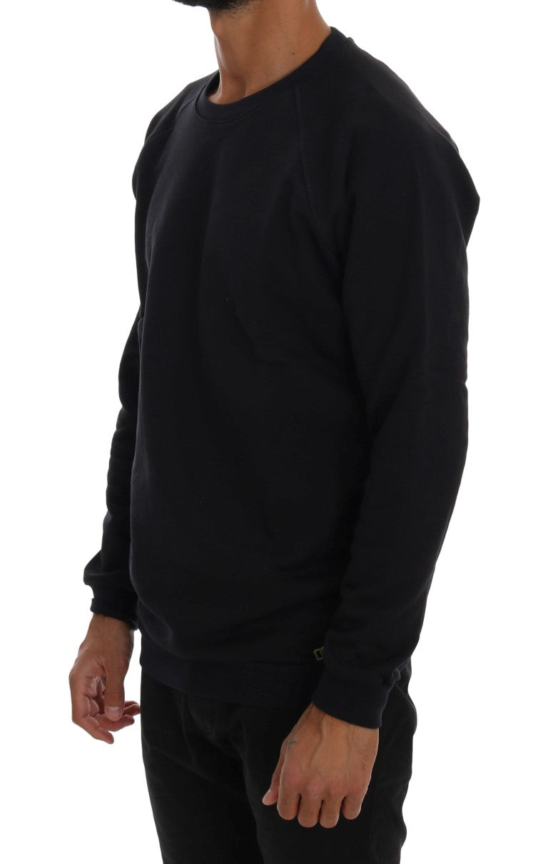 Chic Dark Blue Crewneck Cotton Sweater - ventzia