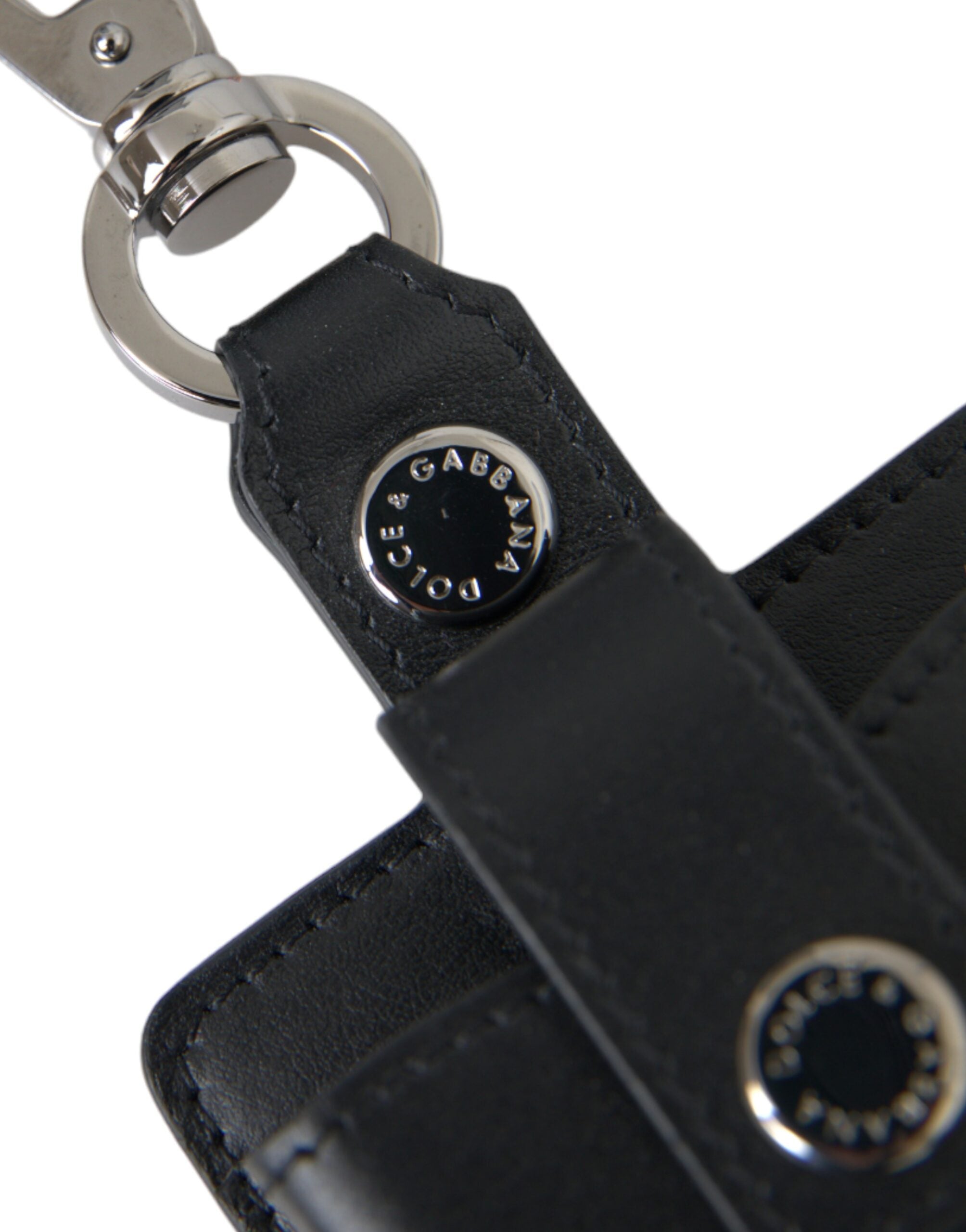Black Plain Leather Silver Metal Airpods Case - ventzia