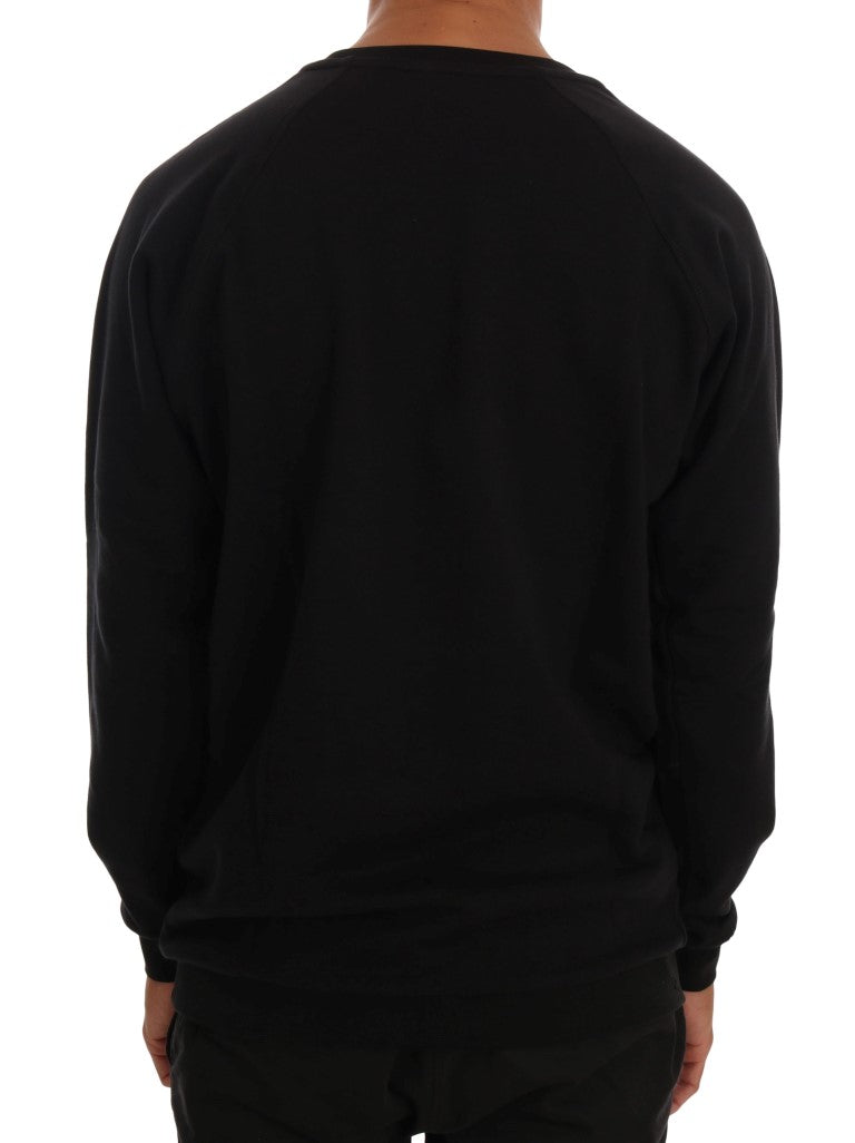 Elegant Black Cotton Crewneck Sweater - ventzia