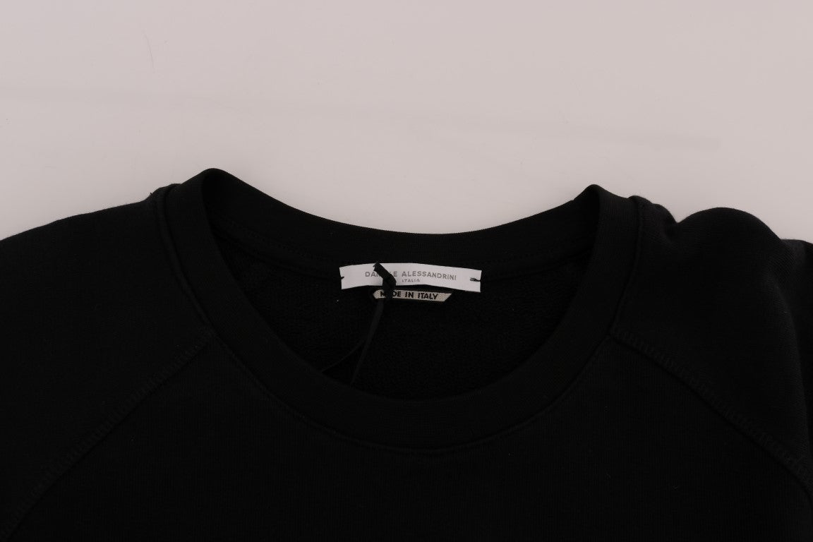 Elegant Black Cotton Crewneck Sweater - ventzia
