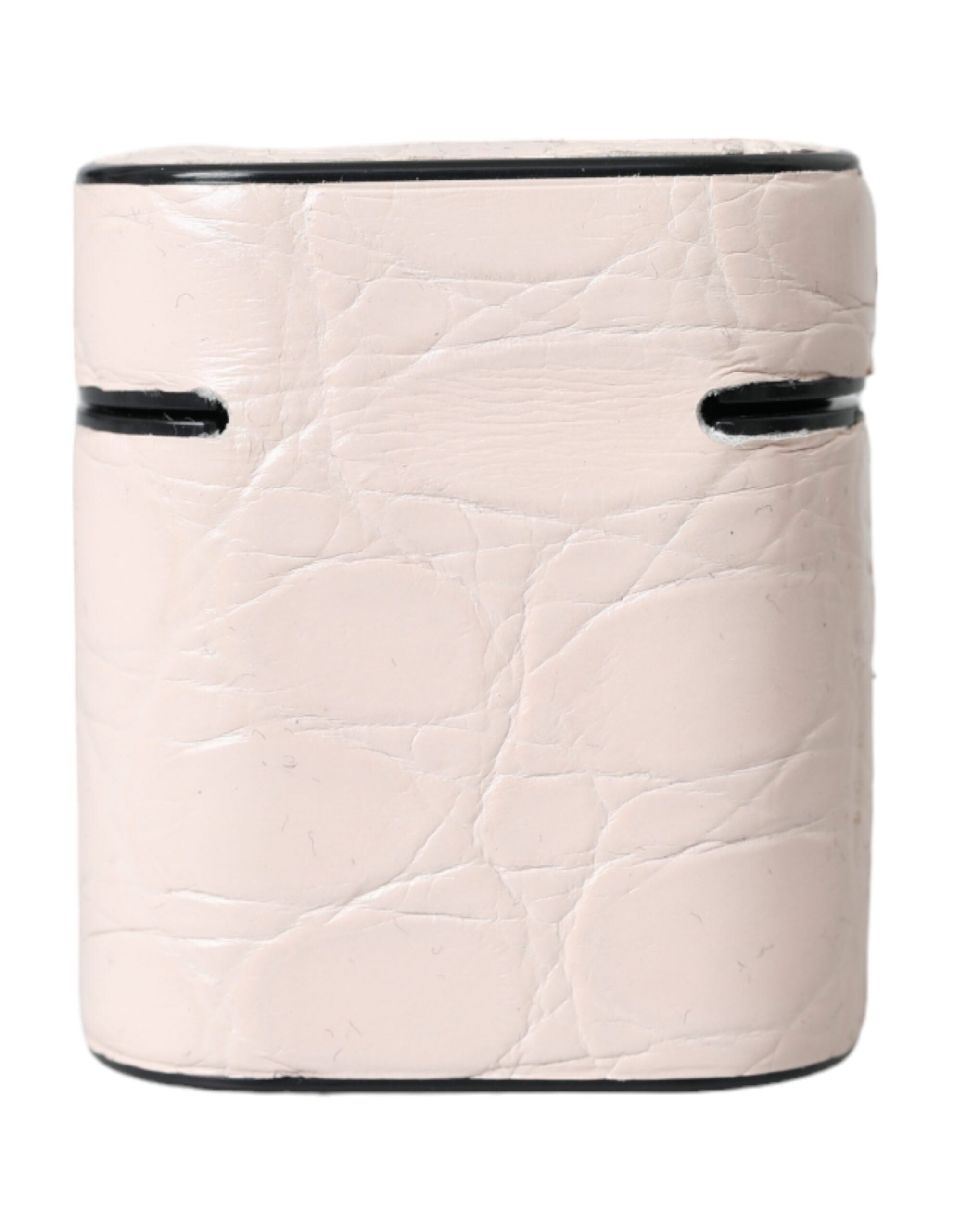 Light Pink Leather Metal Logo Plaque Airpods Case - ventzia