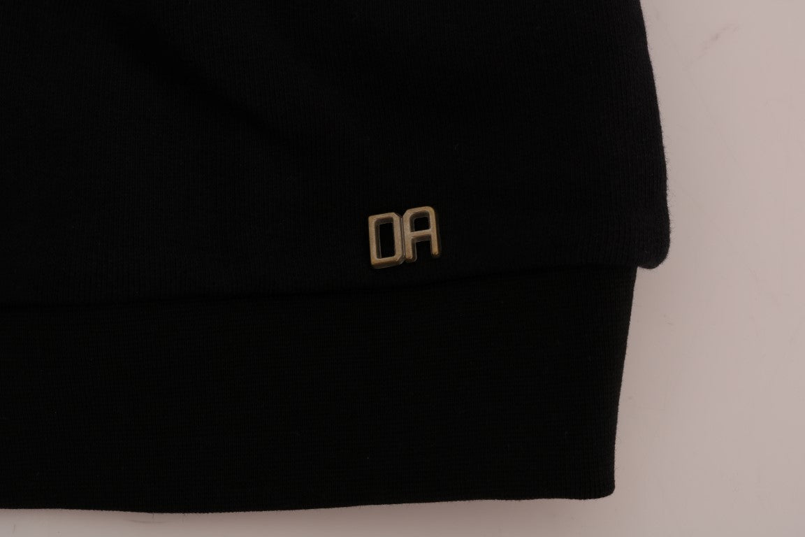 Elegant Black Cotton Crewneck Sweater - ventzia