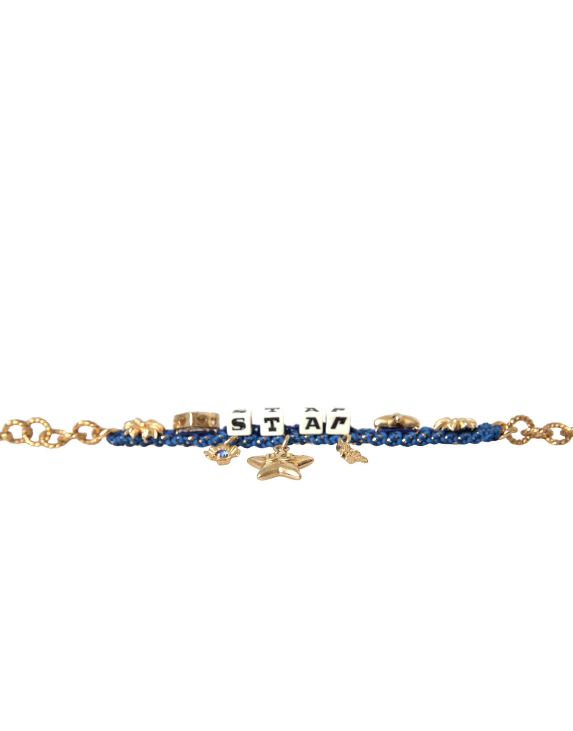 Gold Tone Brass Chain Star Fashion Bracelet - ventzia