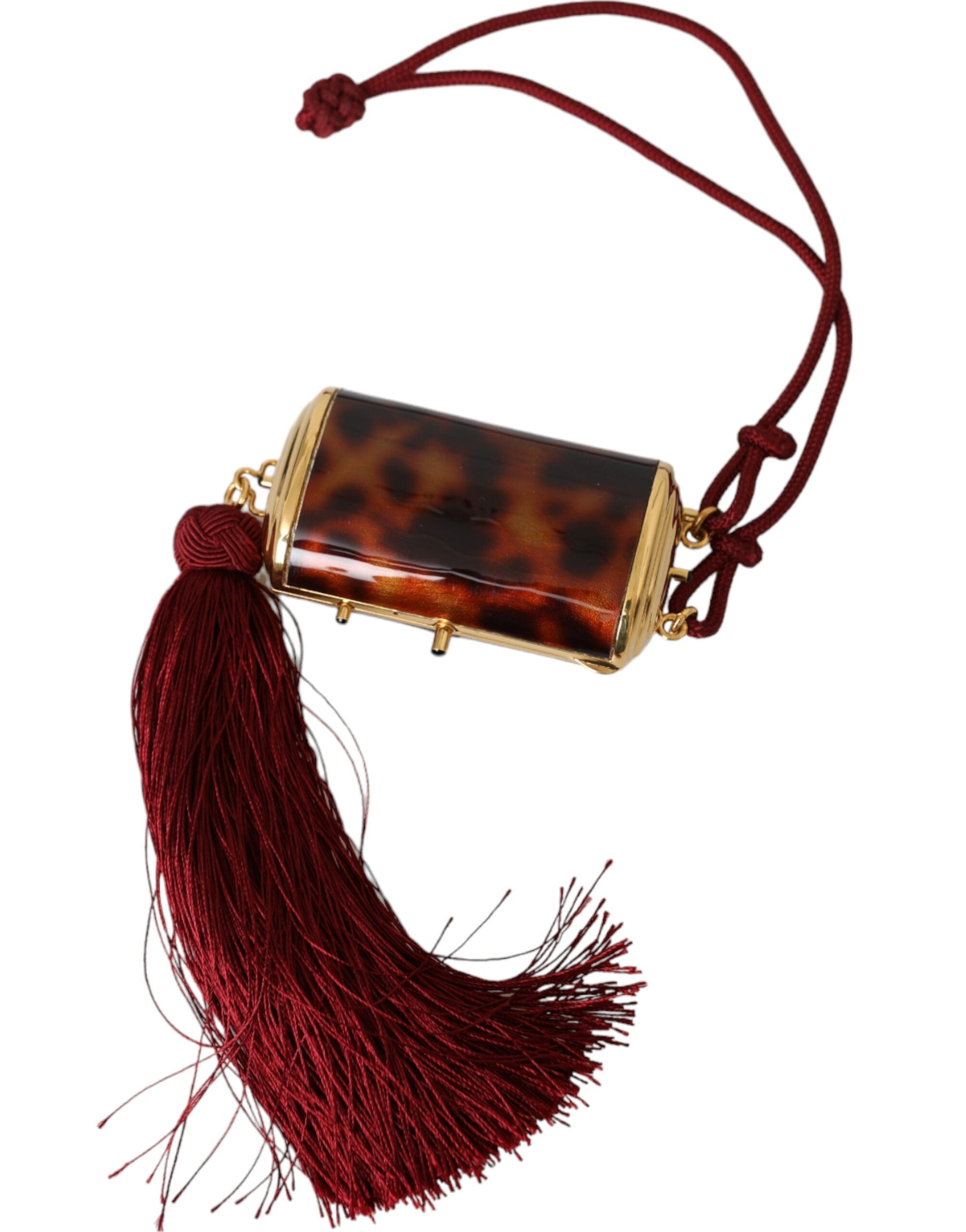 Brown Leopard Mini Mirror Tassel Make Up Holder Bag - ventzia
