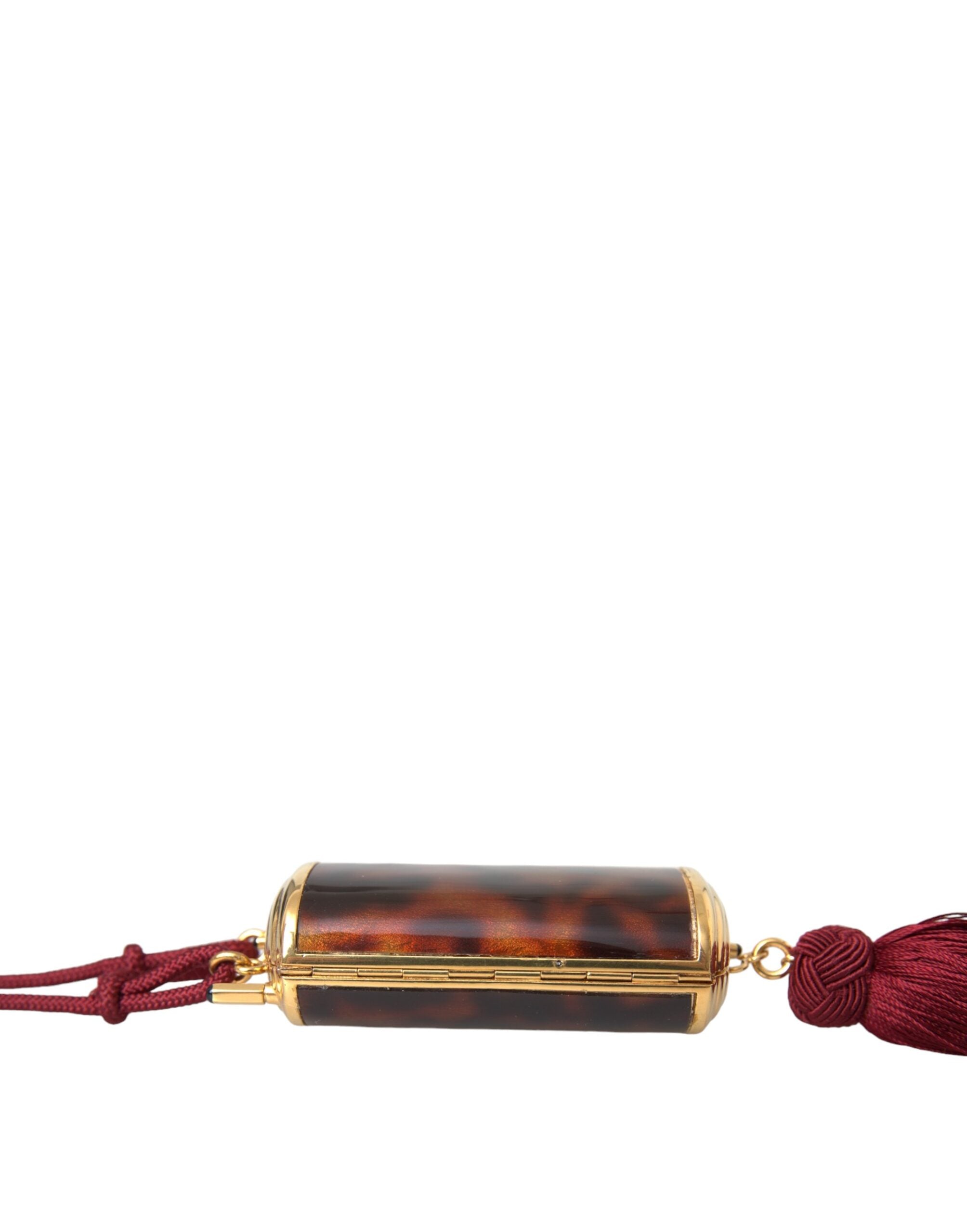 Brown Leopard Mini Mirror Tassel Make Up Holder Bag - ventzia