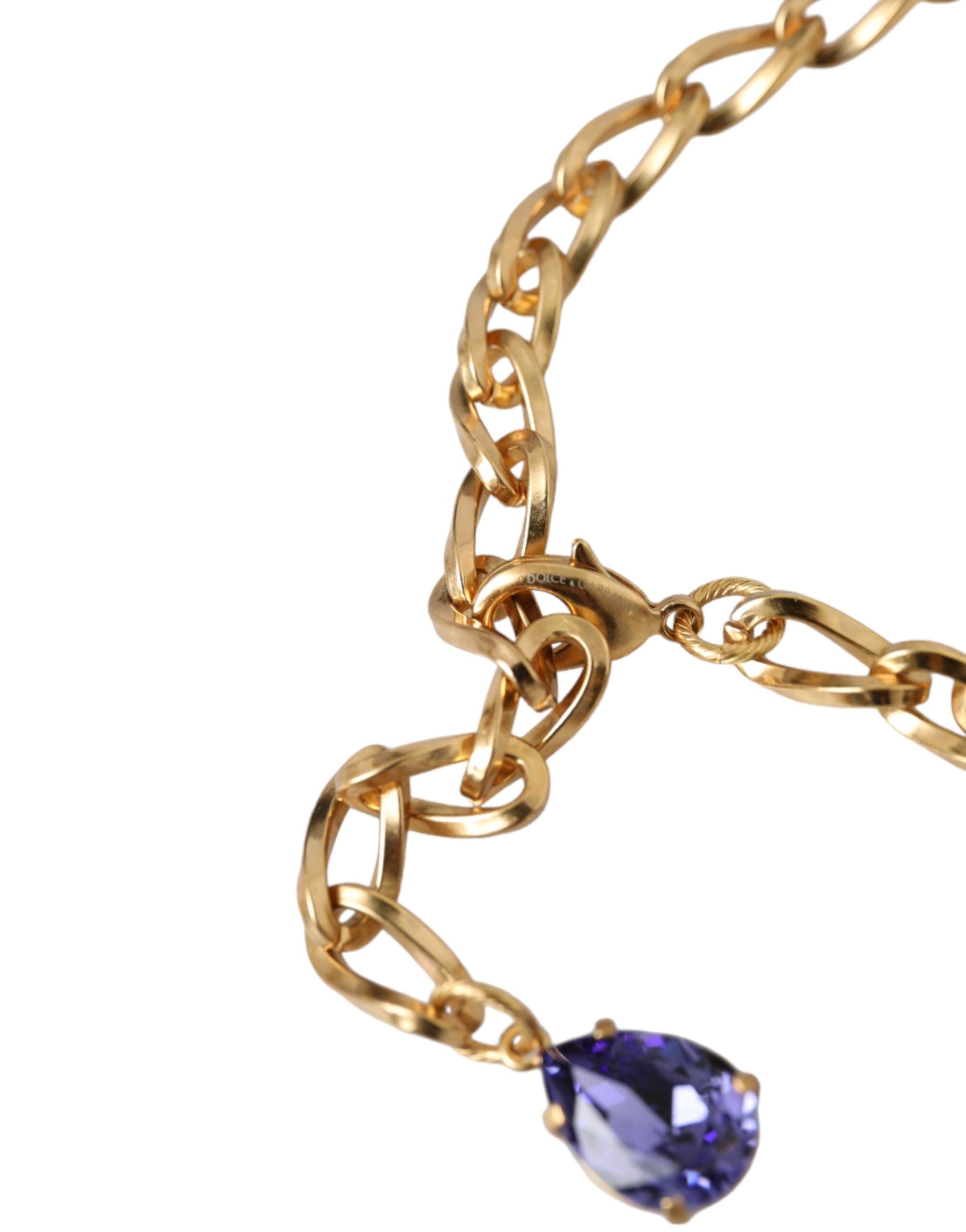 Gold Brass Crystal Purple Pink Pearl Pendants Necklace - ventzia