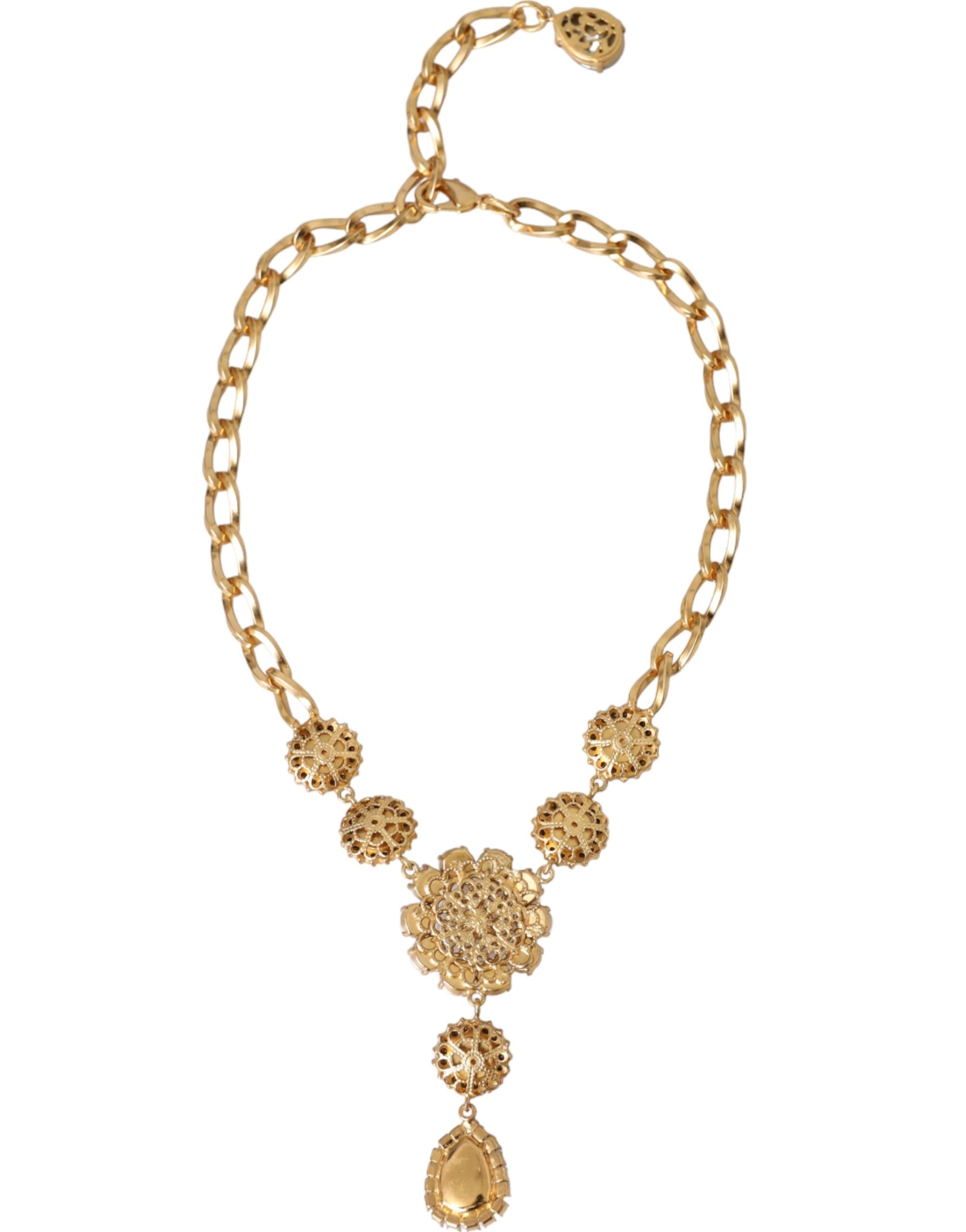 Gold Brass Crystal Purple Pink Pearl Pendants Necklace - ventzia