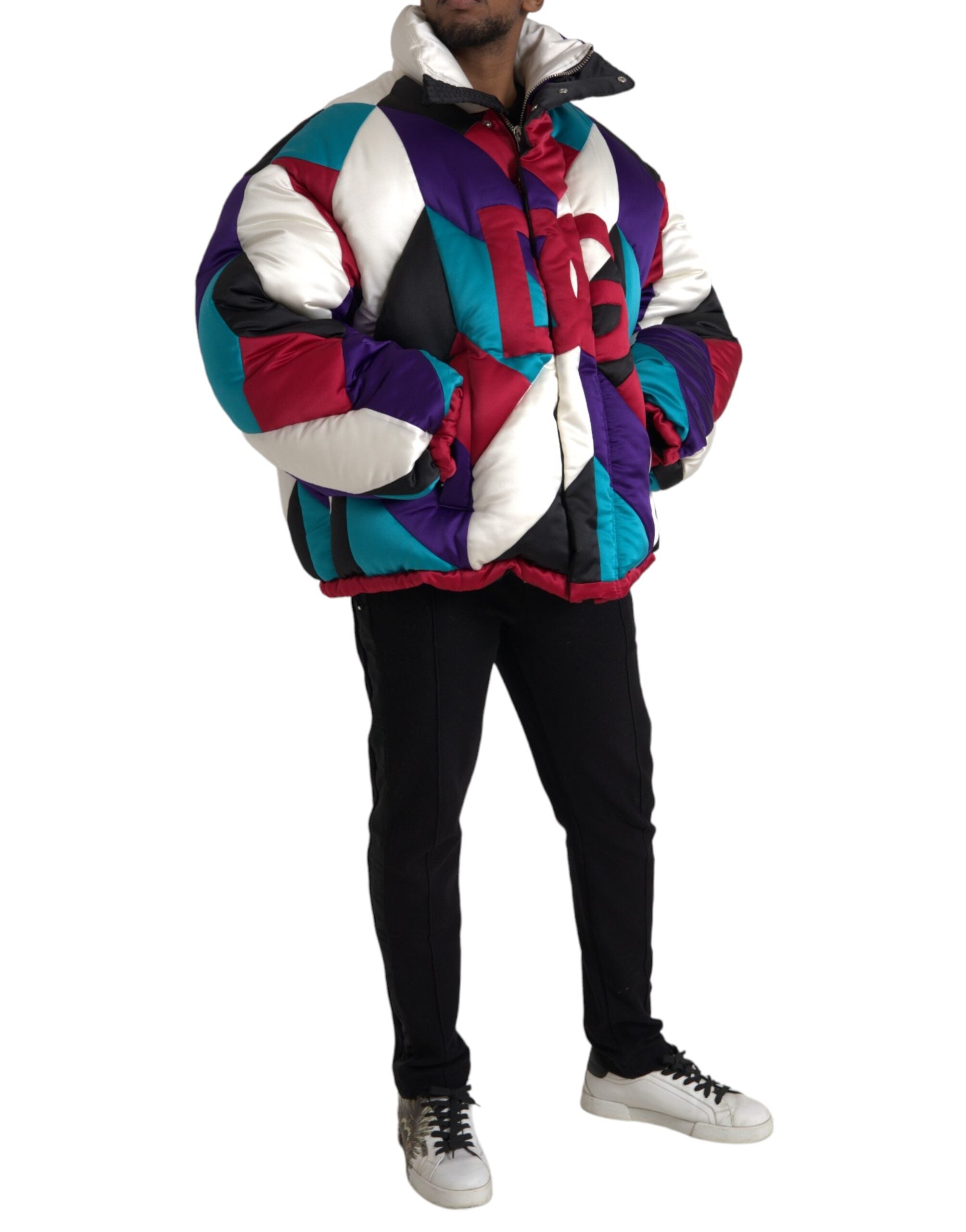 Multicolor Logo Windbreaker Puffer Jacket - ventzia