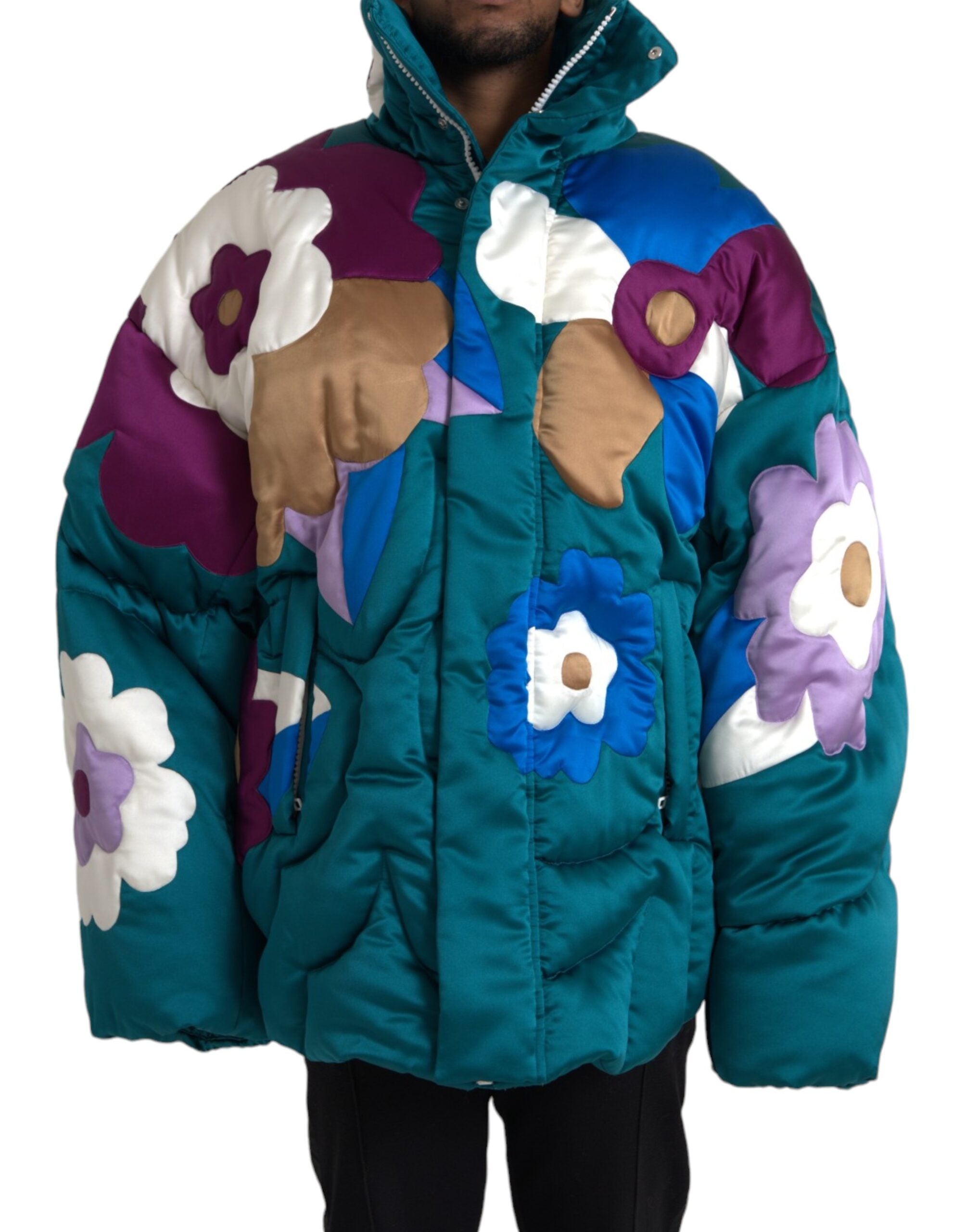 Multicolor Floral Windbreaker Puffer Jacket - ventzia
