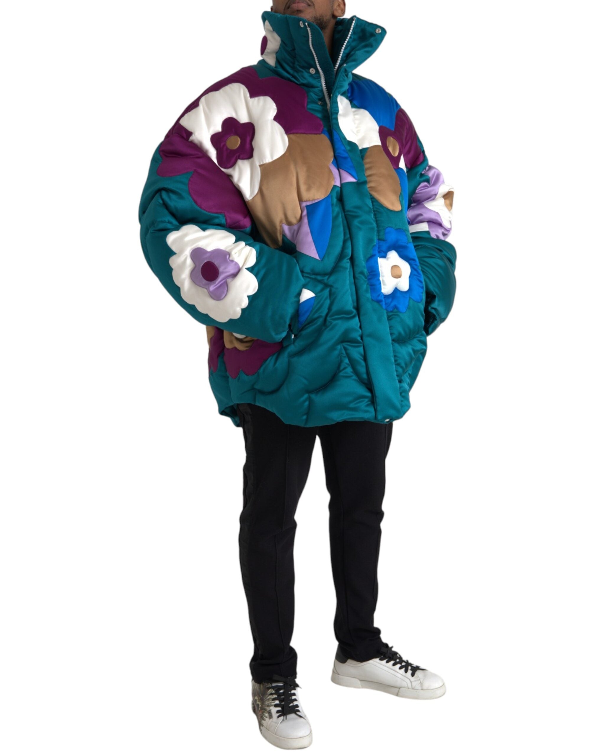 Multicolor Floral Windbreaker Puffer Jacket - ventzia