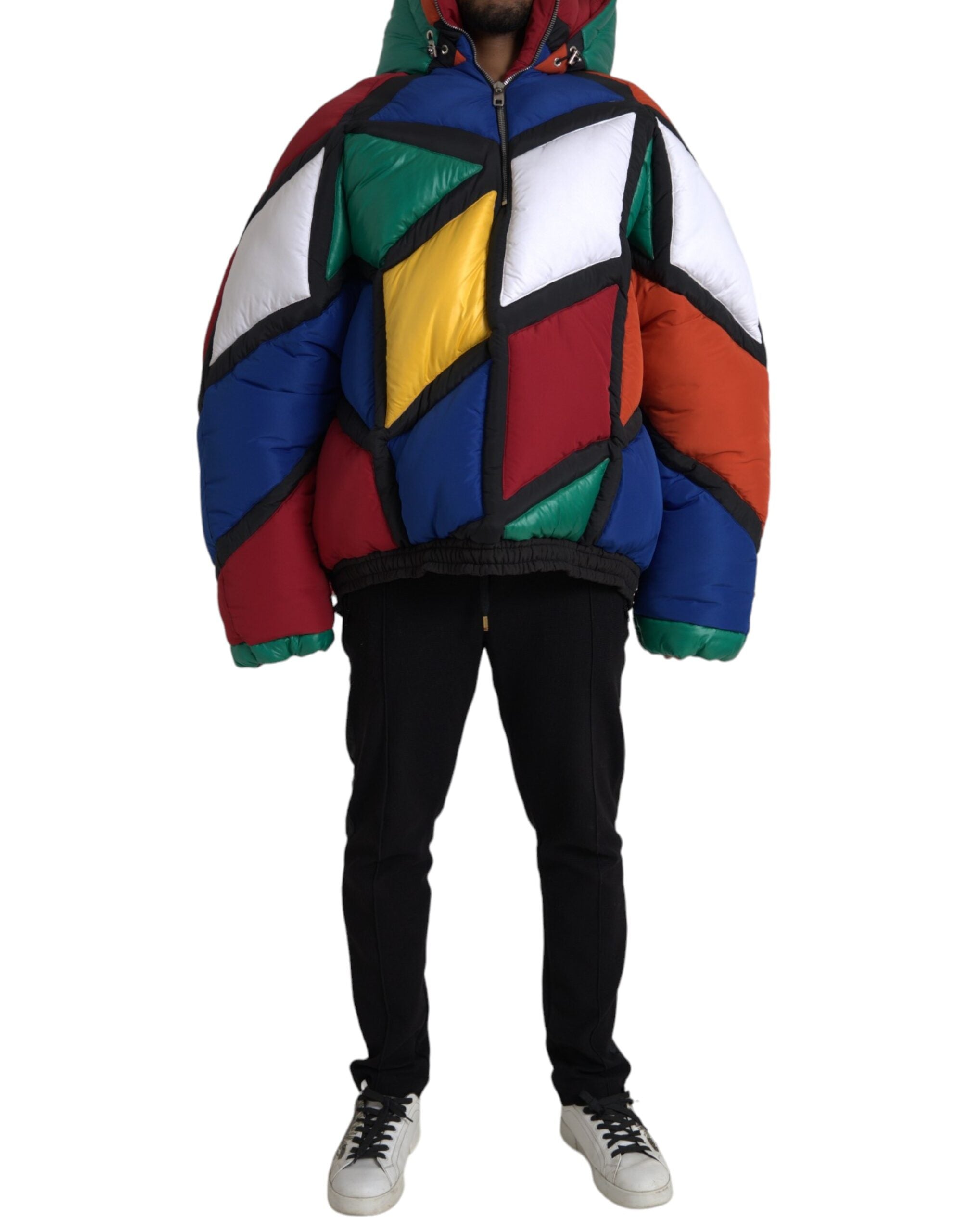 Multicolor Quilted Hooded Puffer Jacket - ventzia