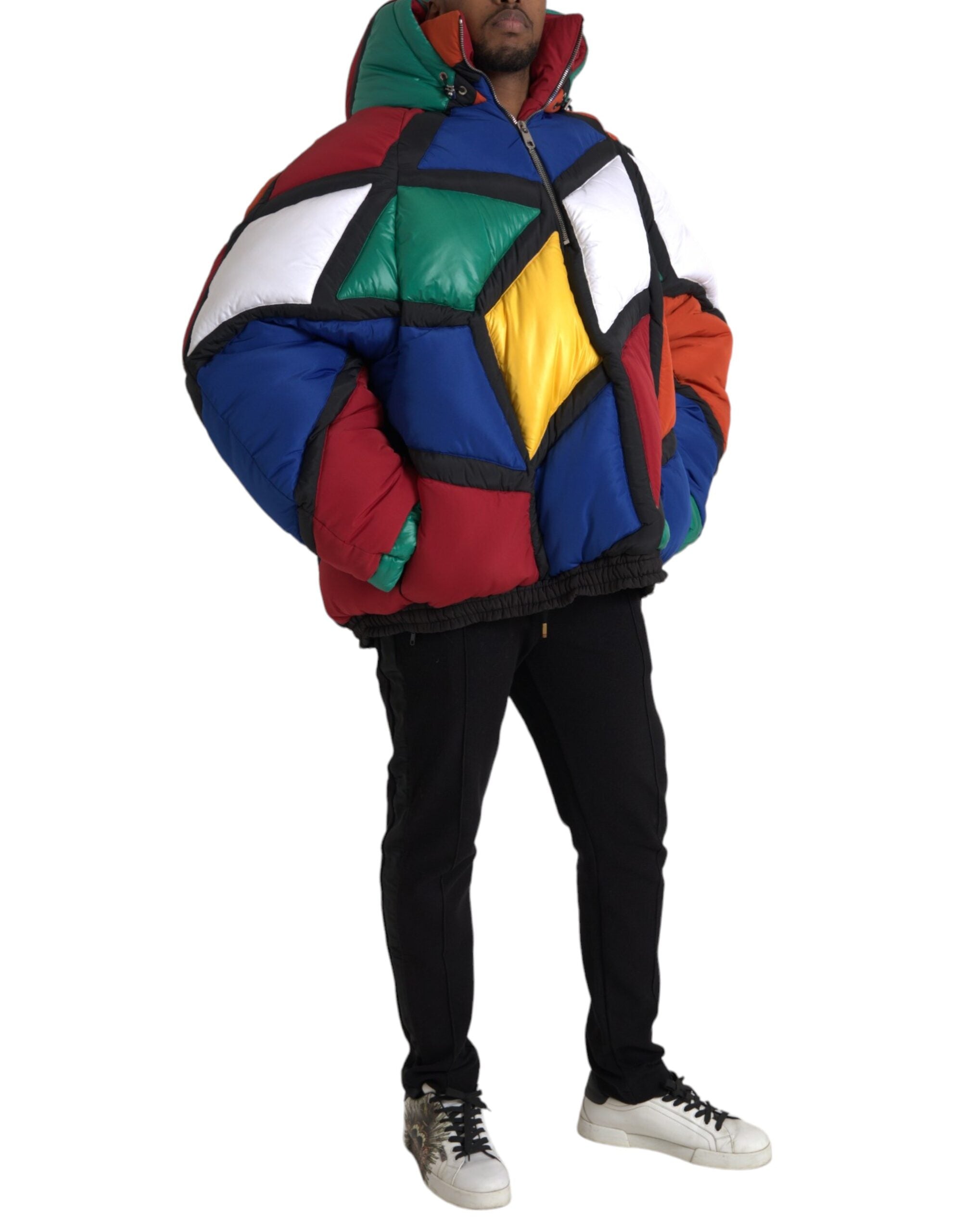 Multicolor Quilted Hooded Puffer Jacket - ventzia