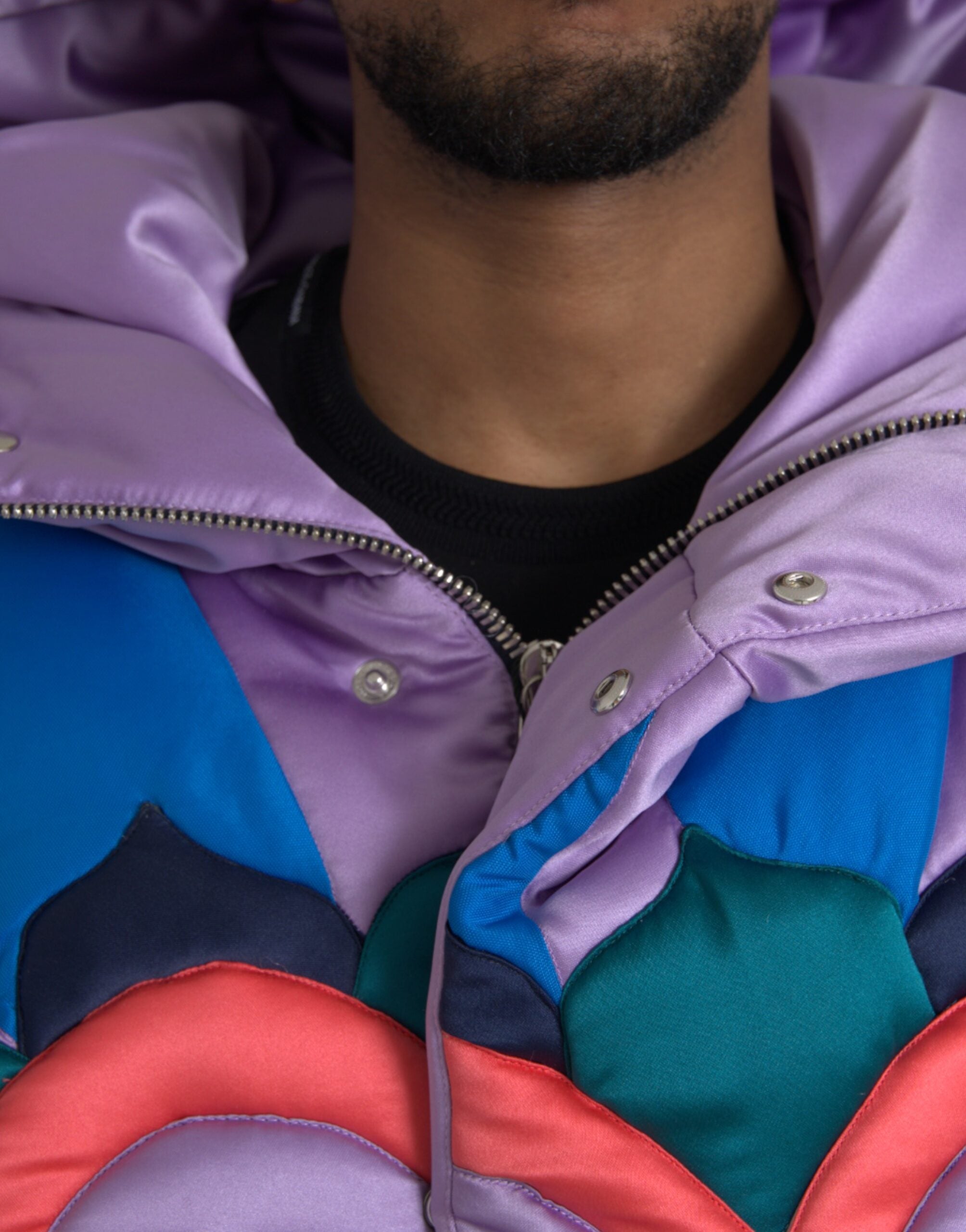 Multicolor Heart Logo Hooded Puffer Jacket - ventzia
