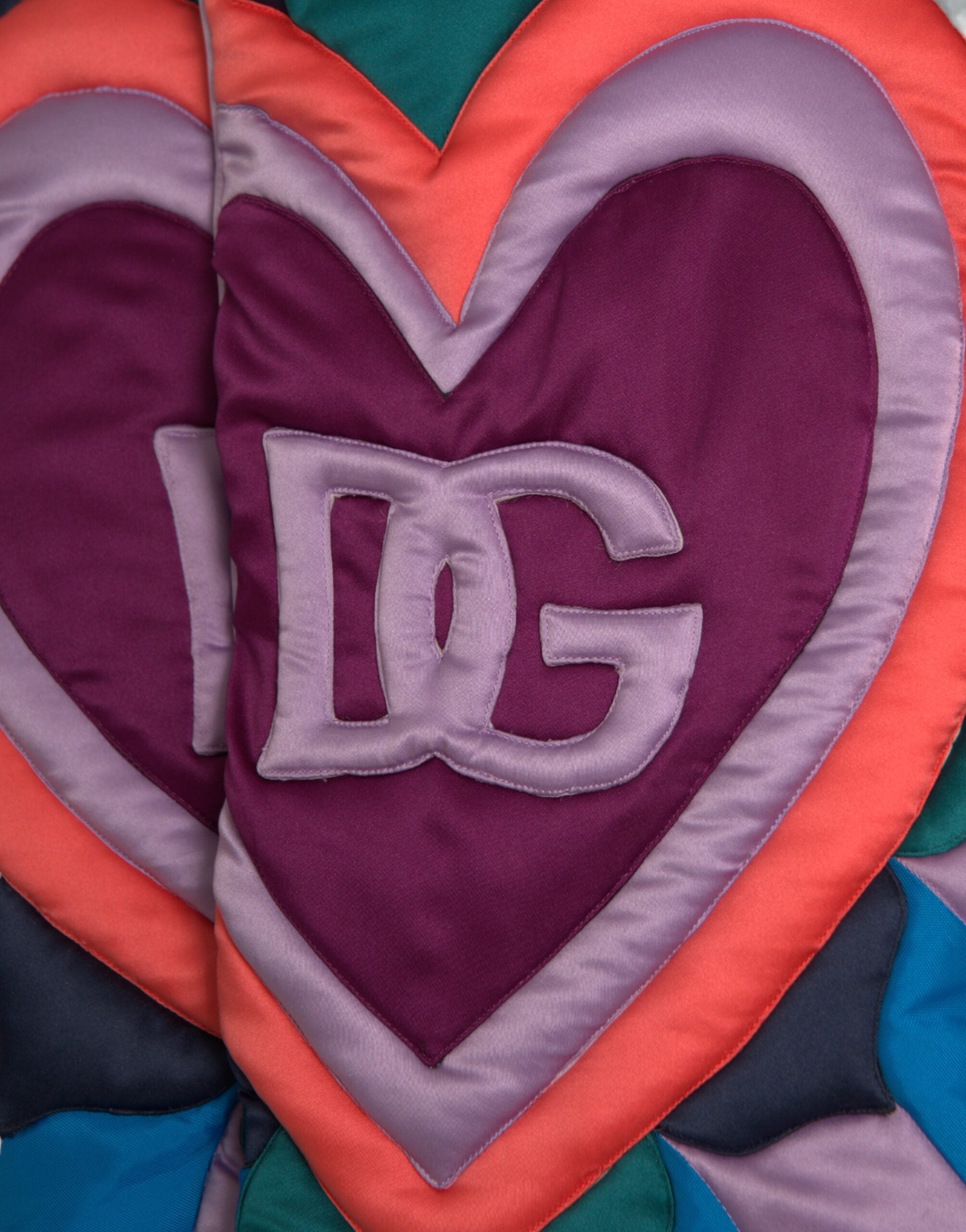 Multicolor Heart Logo Hooded Puffer Jacket - ventzia