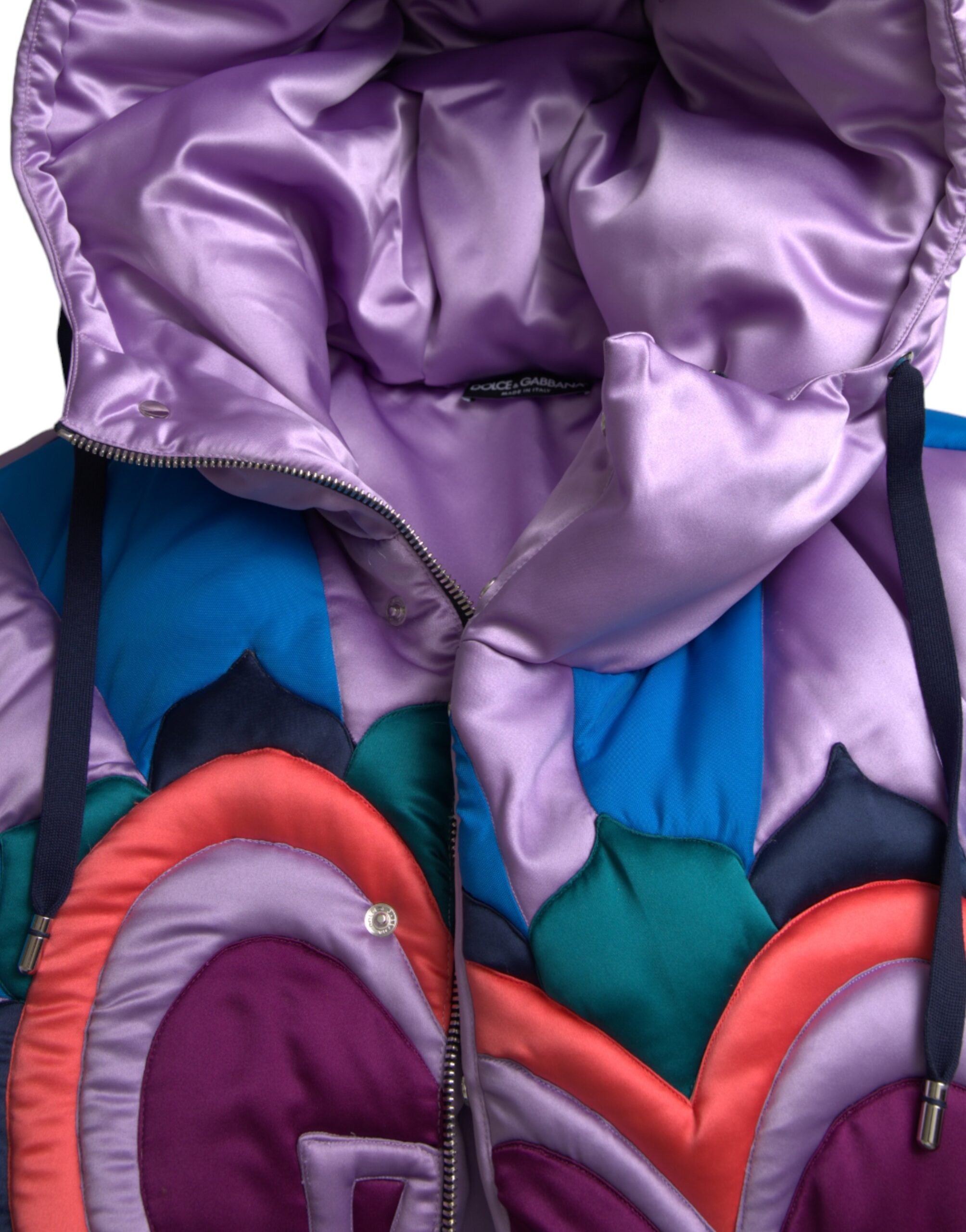 Multicolor Heart Logo Hooded Puffer Jacket - ventzia