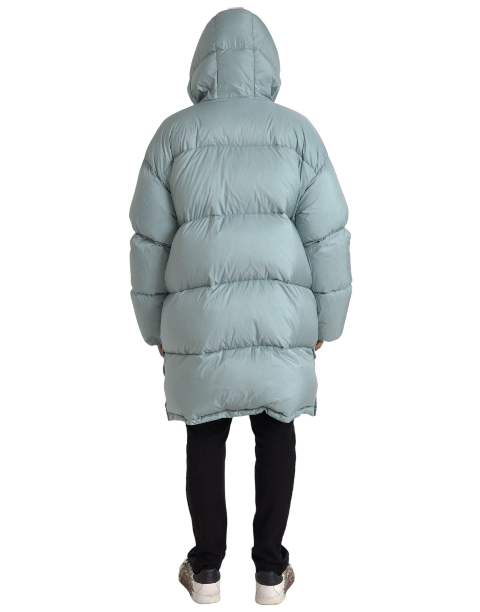 Light Blue Quilted Hooded Puffer Jacket Men - ventzia