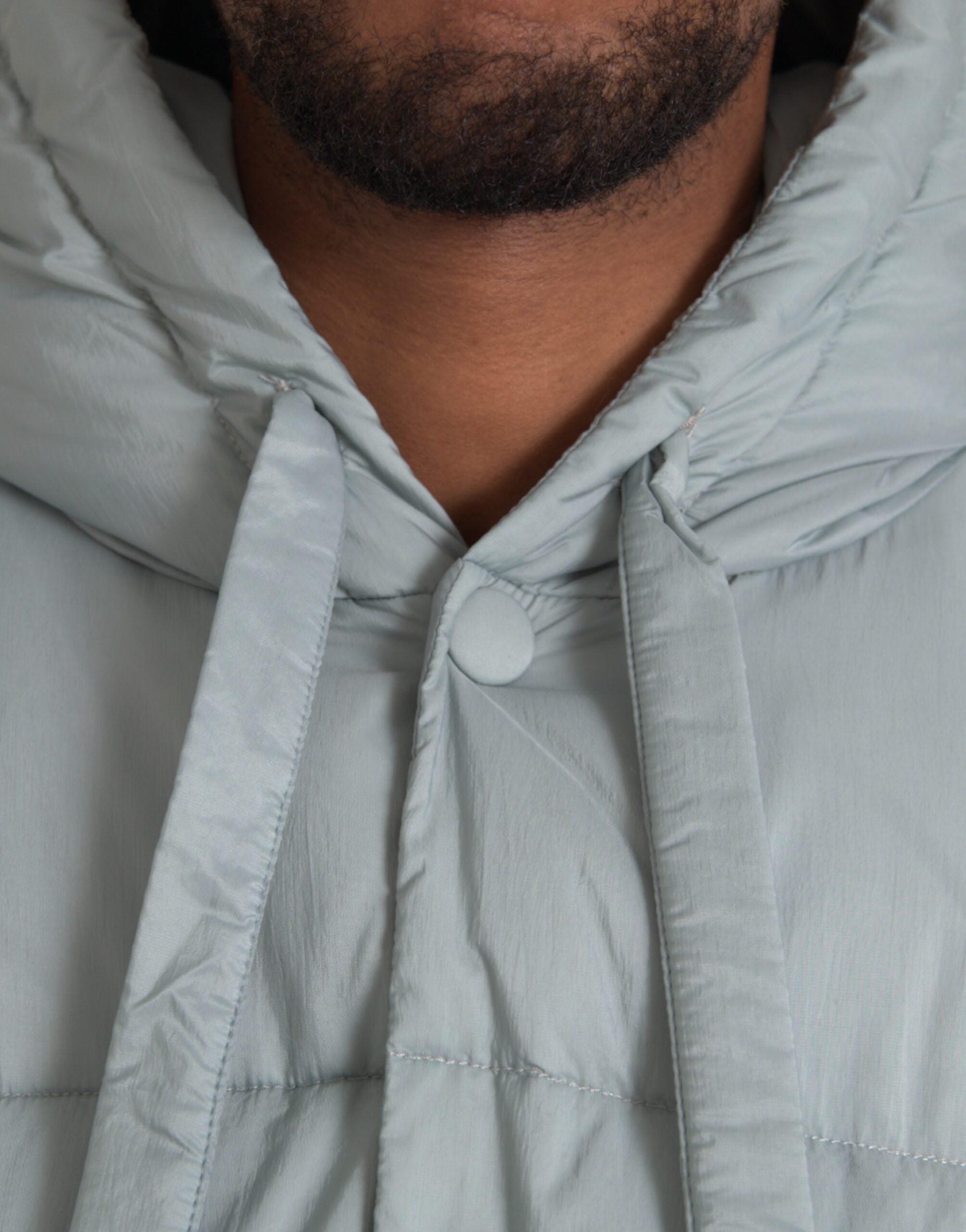 Light Blue Quilted Hooded Puffer Jacket Men - ventzia