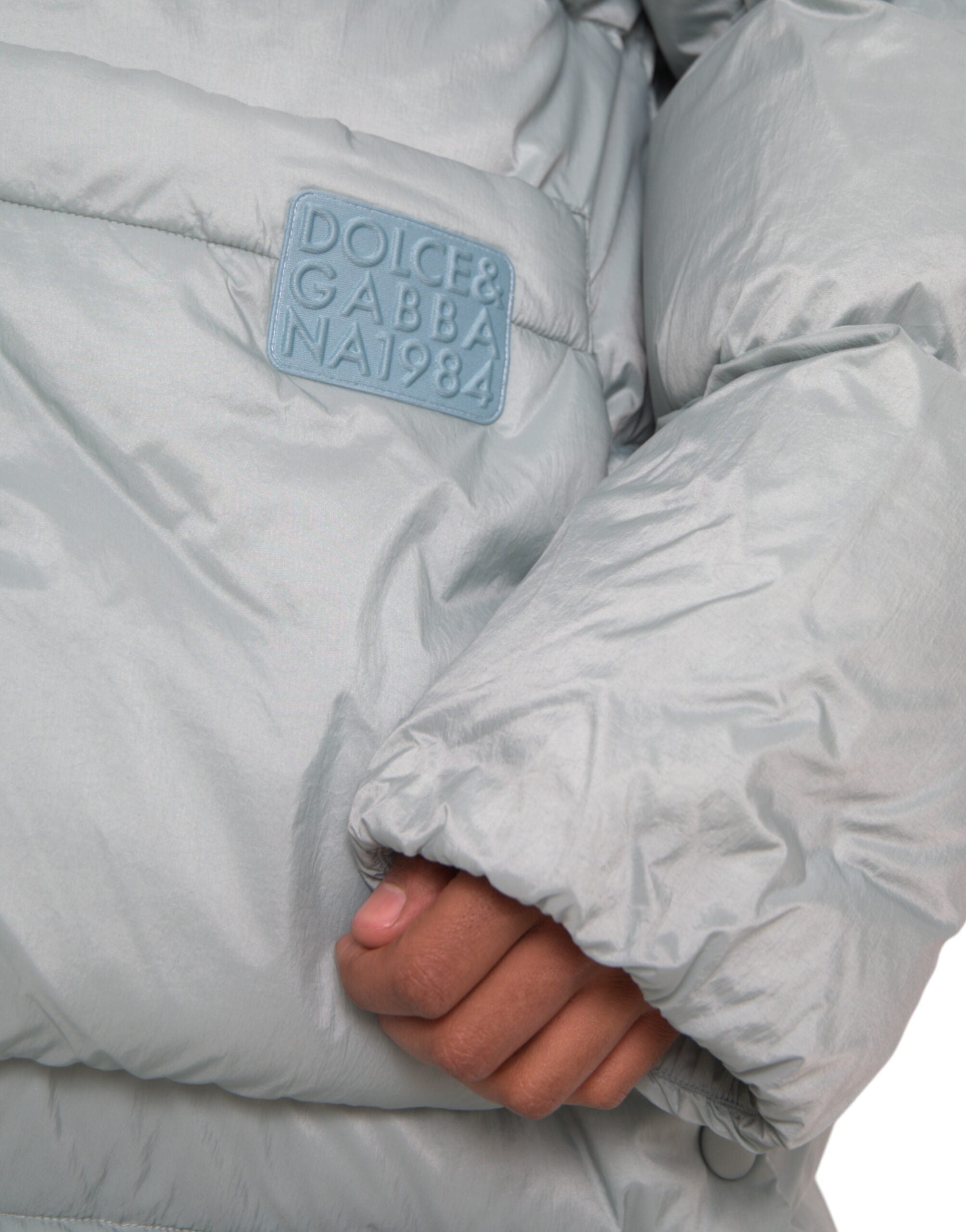 Light Blue Quilted Hooded Puffer Jacket Men - ventzia