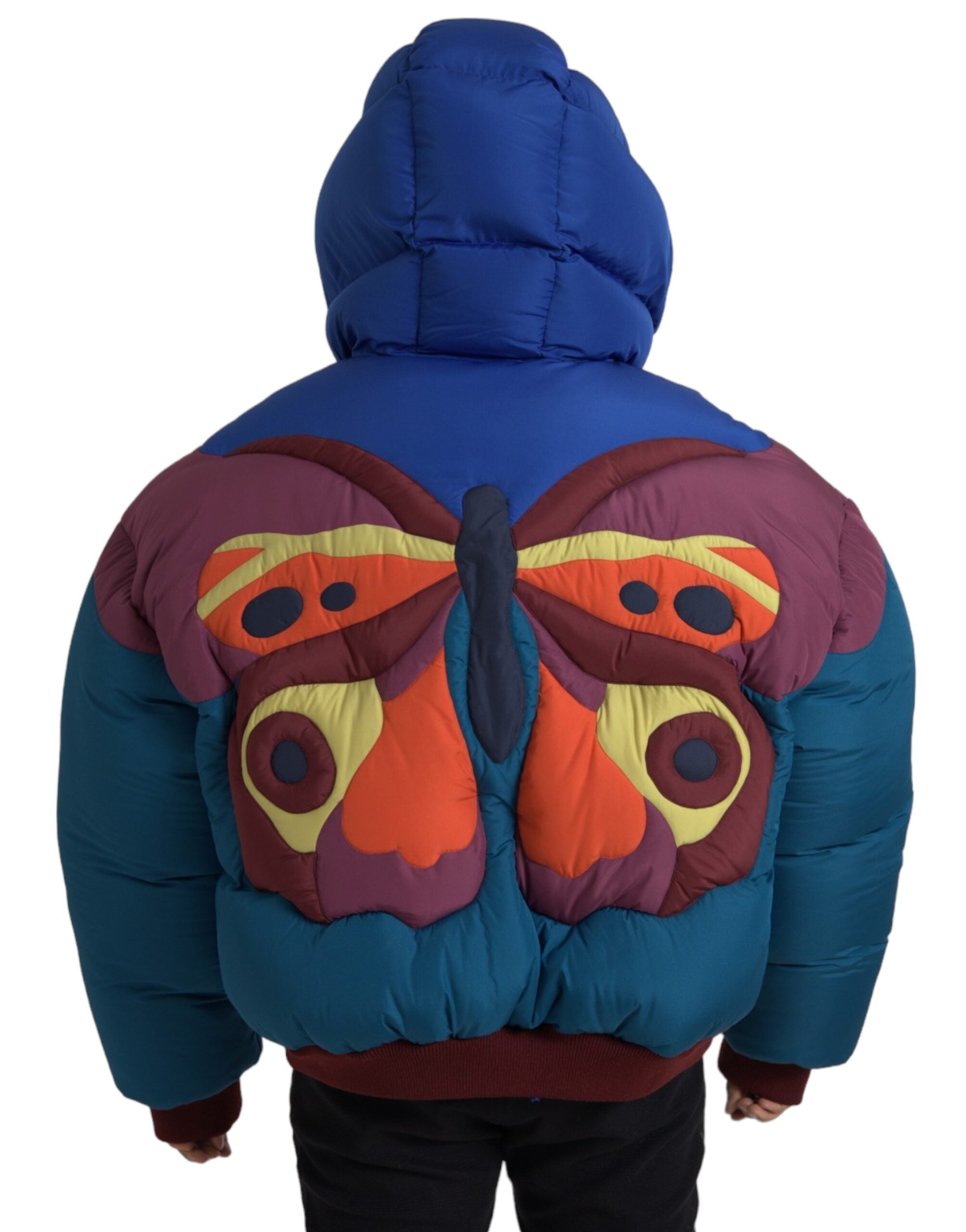 Multicolor Butterfly Hooded Puffer Jacket - ventzia