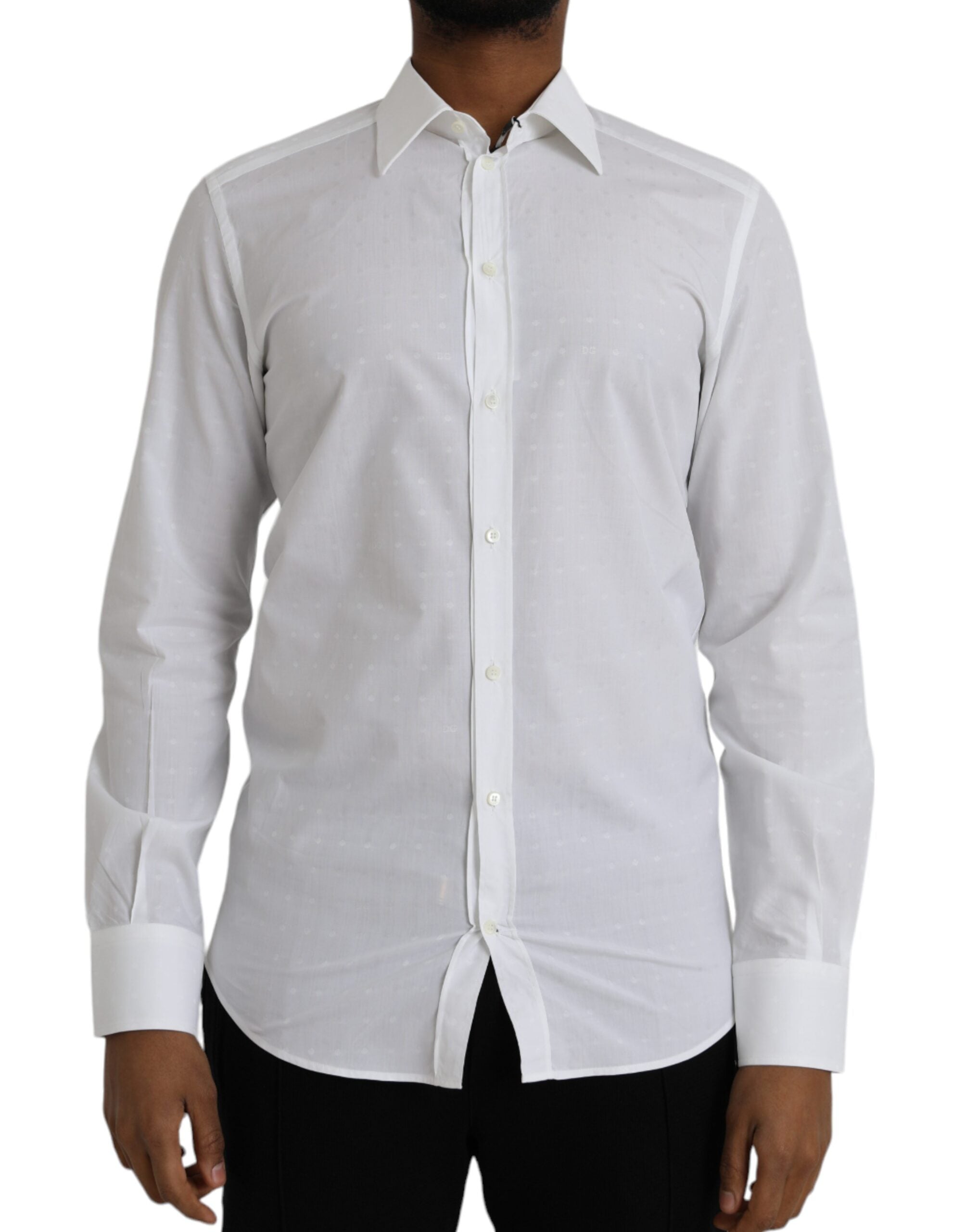 White Logo Cotton Men Dress GOLD Shirt - ventzia