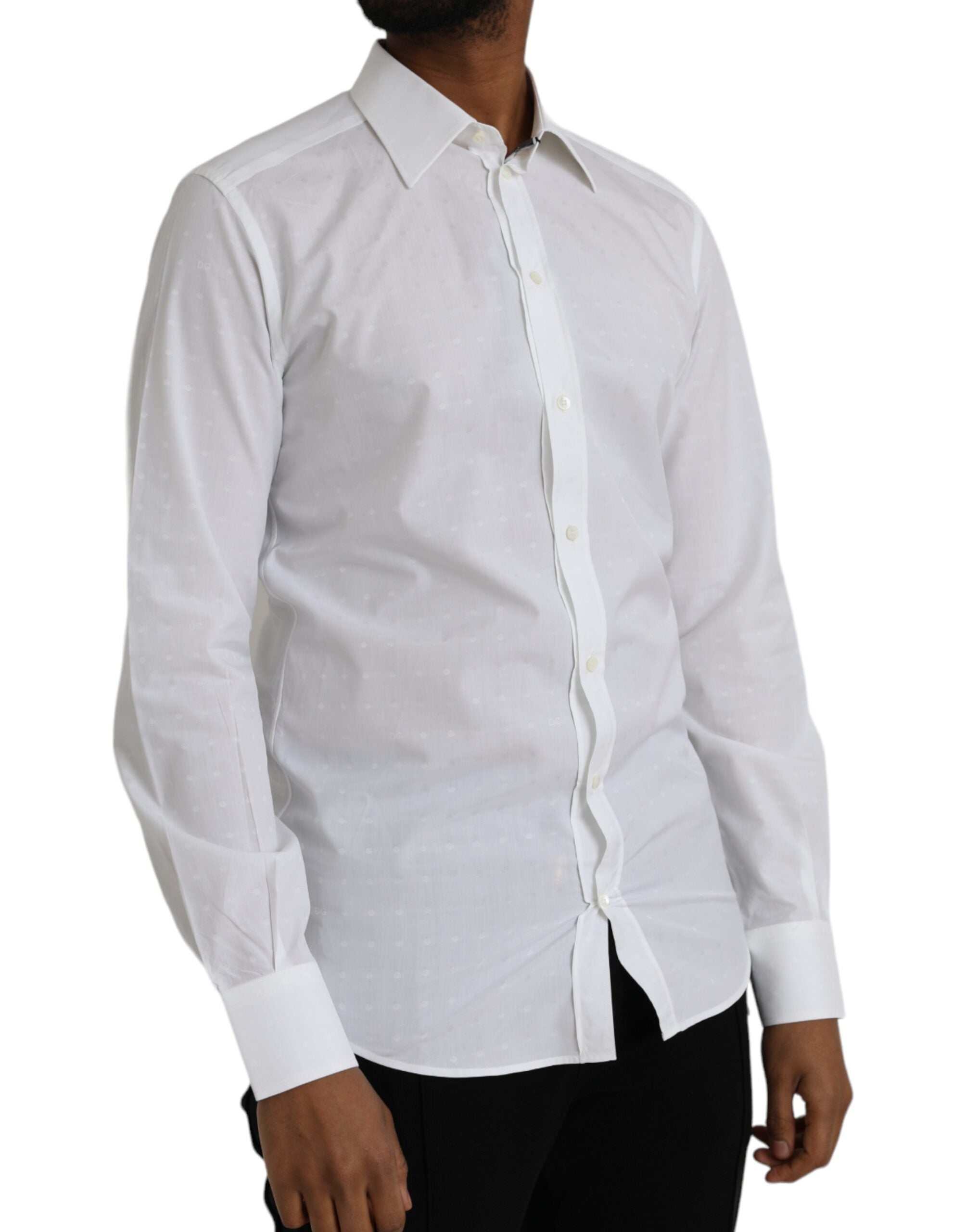 White Logo Cotton Men Dress GOLD Shirt - ventzia